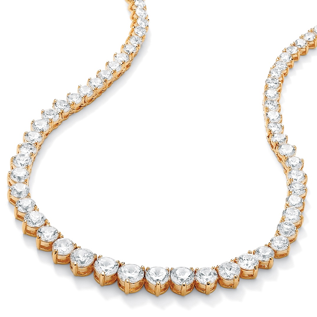 14k Gold-Plated Round DiamonUltra&trade; Cubic Zirconia Eternity Necklace