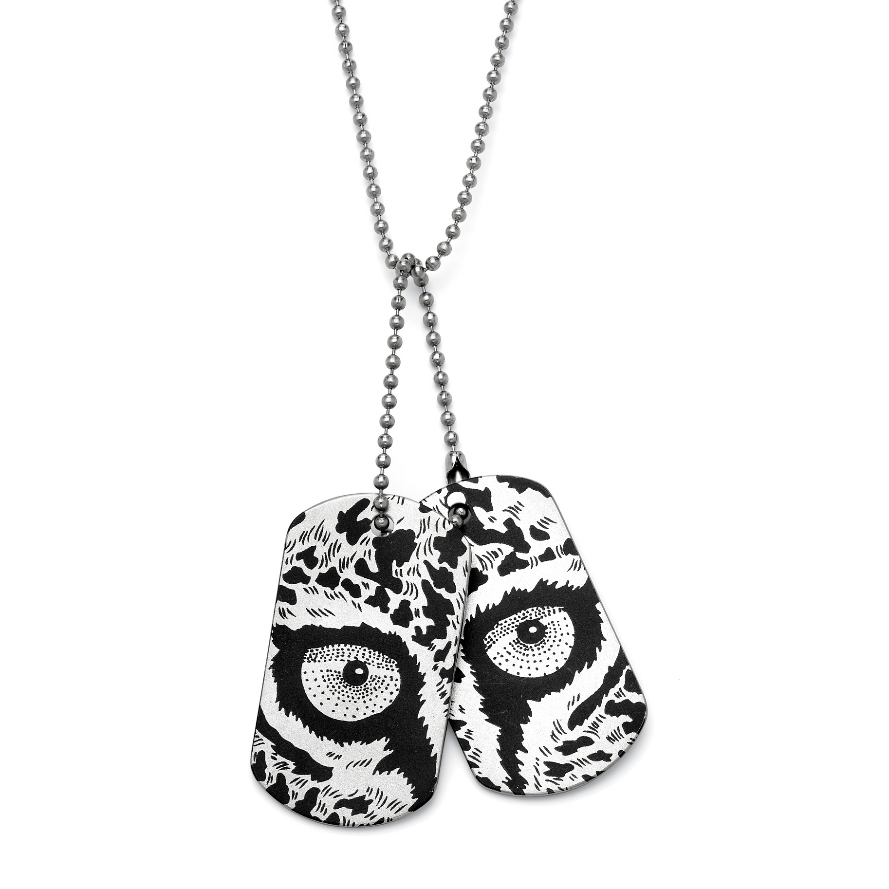 Stainless Steel Leopard Tattoo Dog Tag Necklace