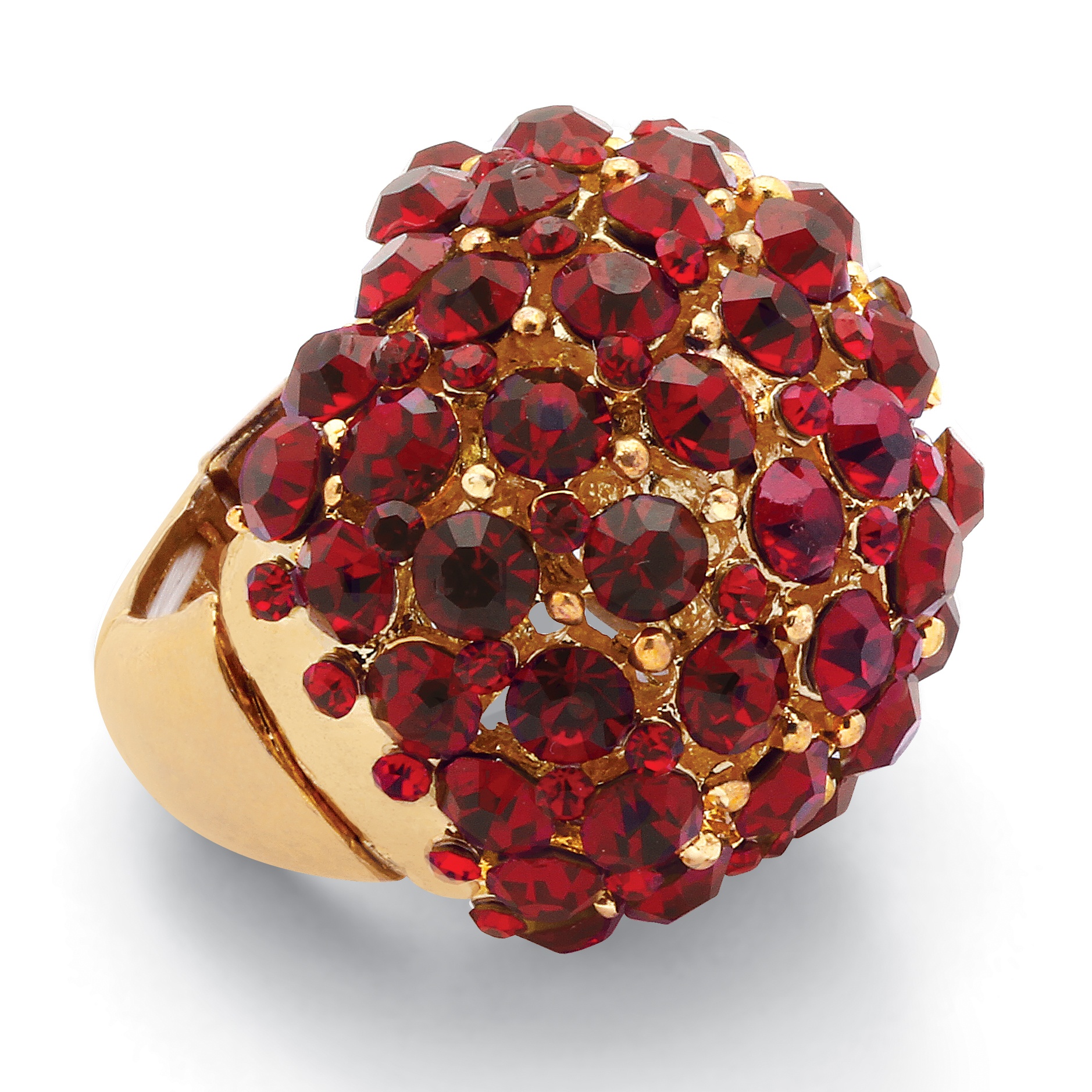 14k Gold-Plated Red Crystal Dome Ring