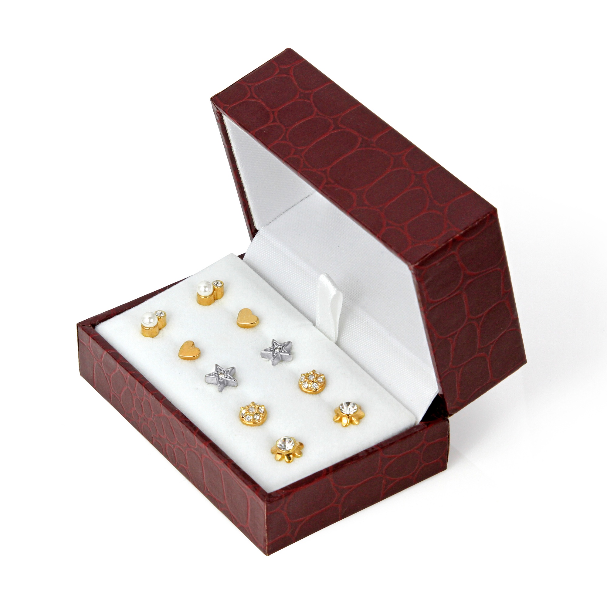 Children's 14k Gold-Plated and Silvertone Crystal and Simulated Pearl Pierced...