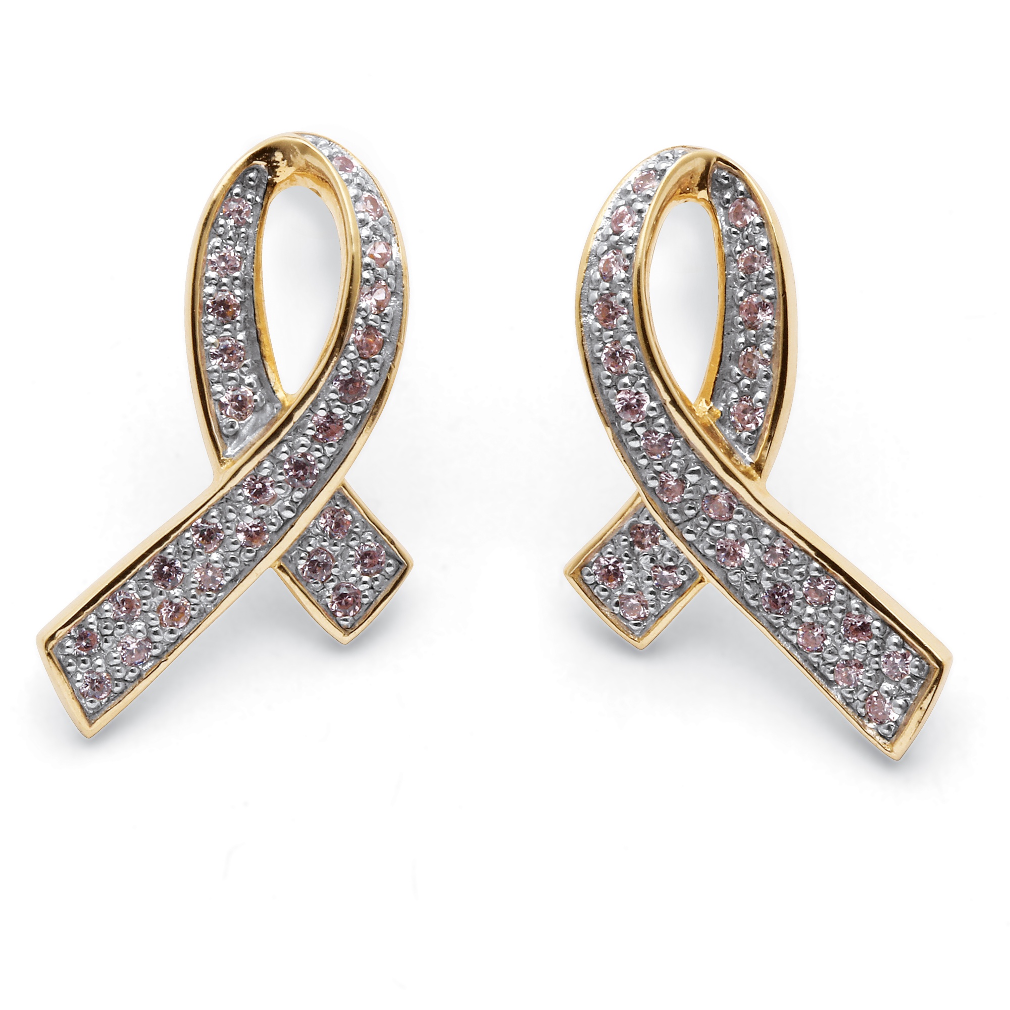 14k Gold-Plated Pink DiamonUltra&trade; Cubic Zirconia Ribbon Pierced Earrings