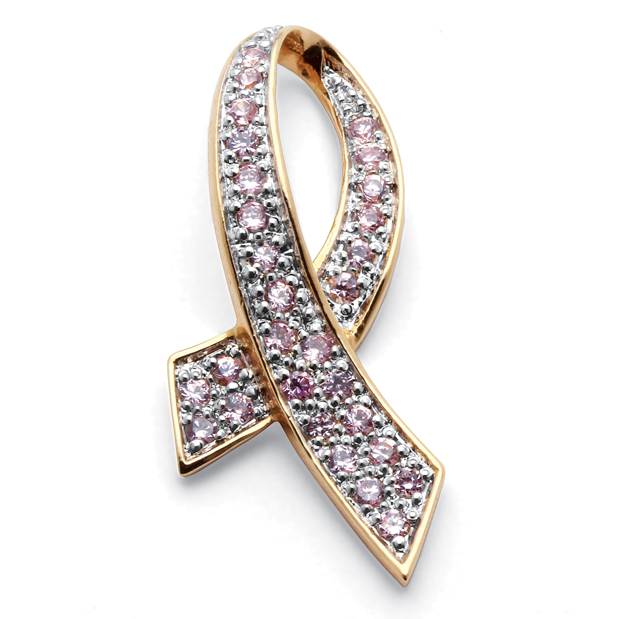 14k Gold-Plated Pink DiamonUltra&trade; Cubic Zirconia Ribbon Pendant