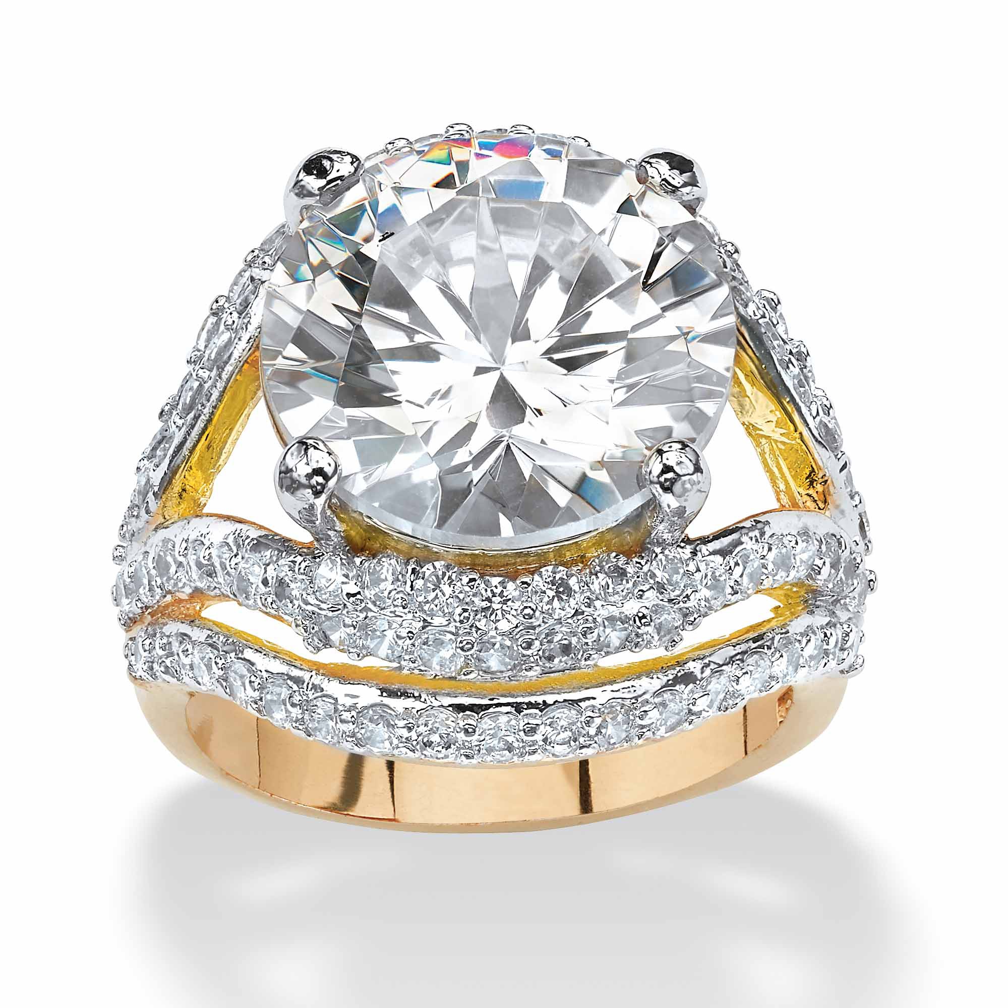 Tutone 14k Gold-Plated DiamonUltra&trade; Cubic Zirconia Beaded Double ...