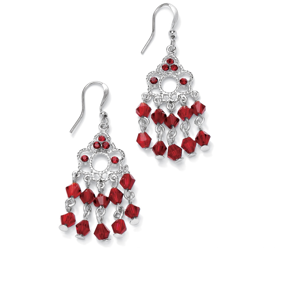 Silvertone Metal Birthstone Chandelier Pierced Earrings