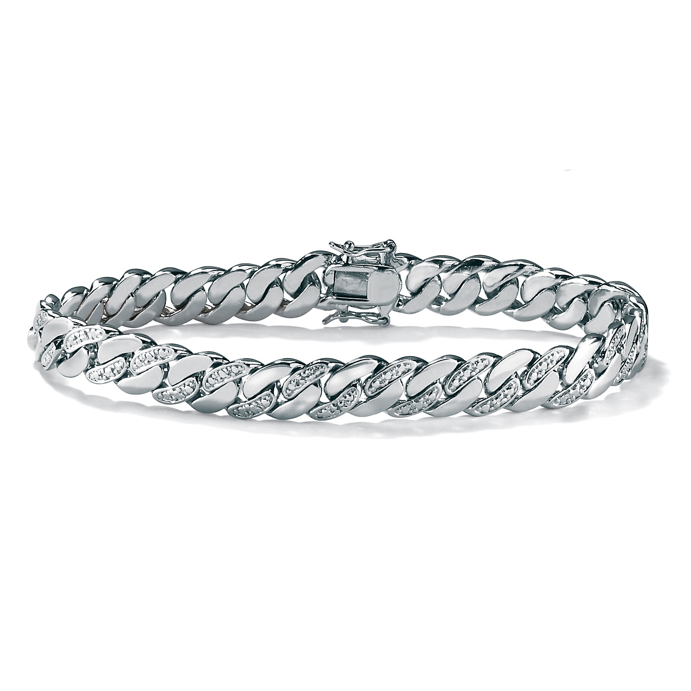 Men's Platinum-Plated Diamond Accent Curb-Link Bracelet