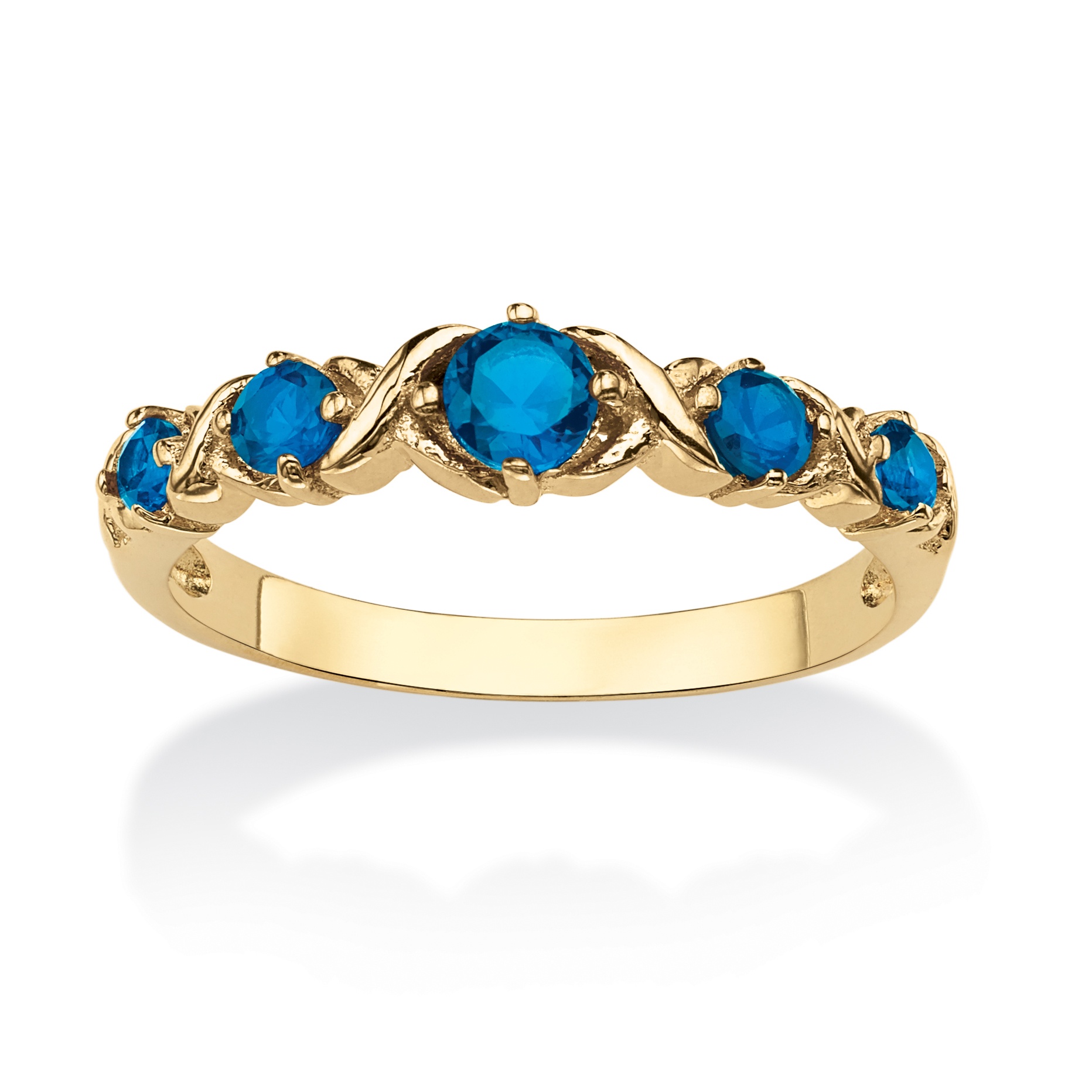 Round Birthstone 14k Gold-Plated "X & O" Stackable Ring