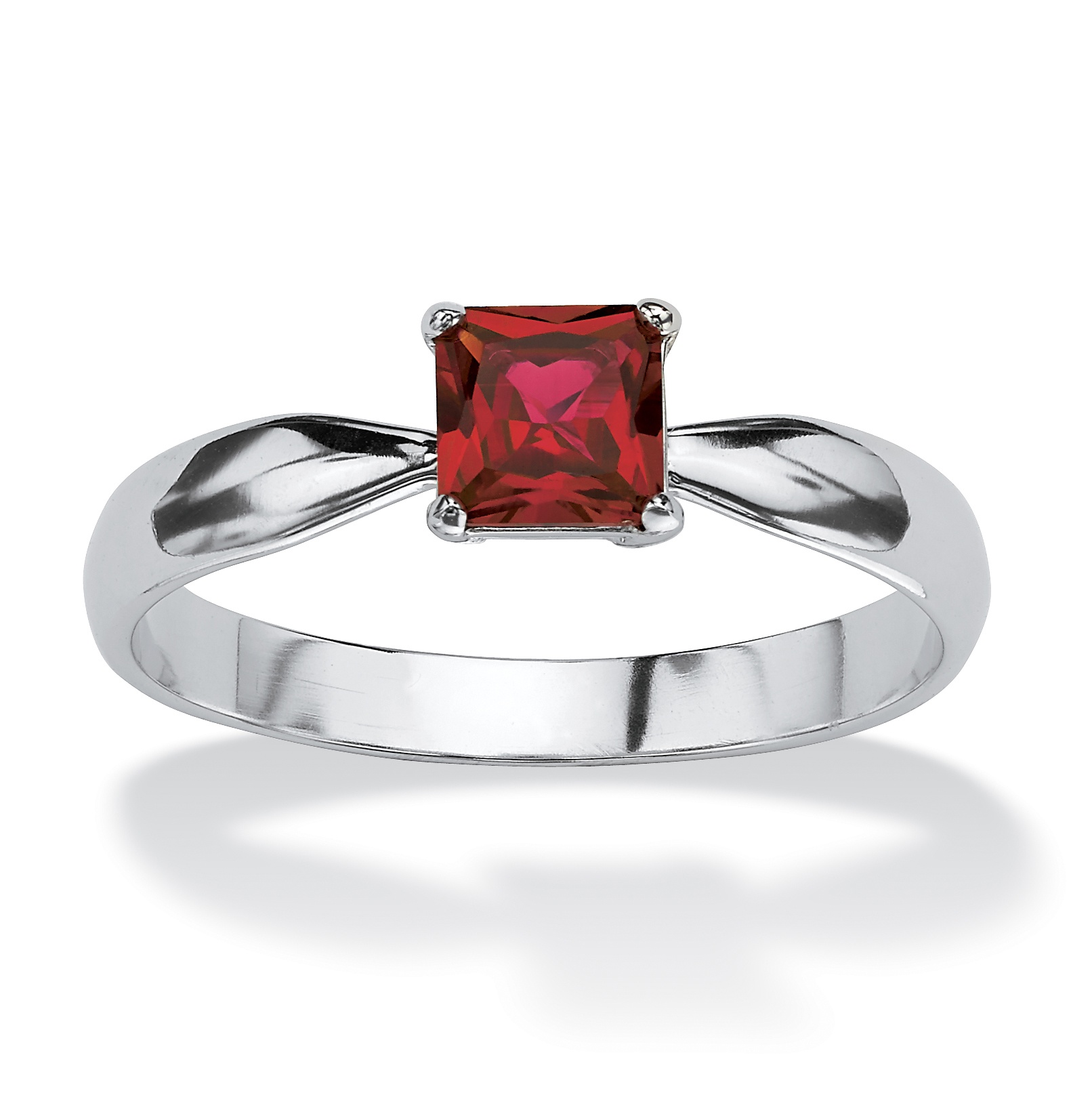 Sterling Silver Princess-Cut Birthstone Ring