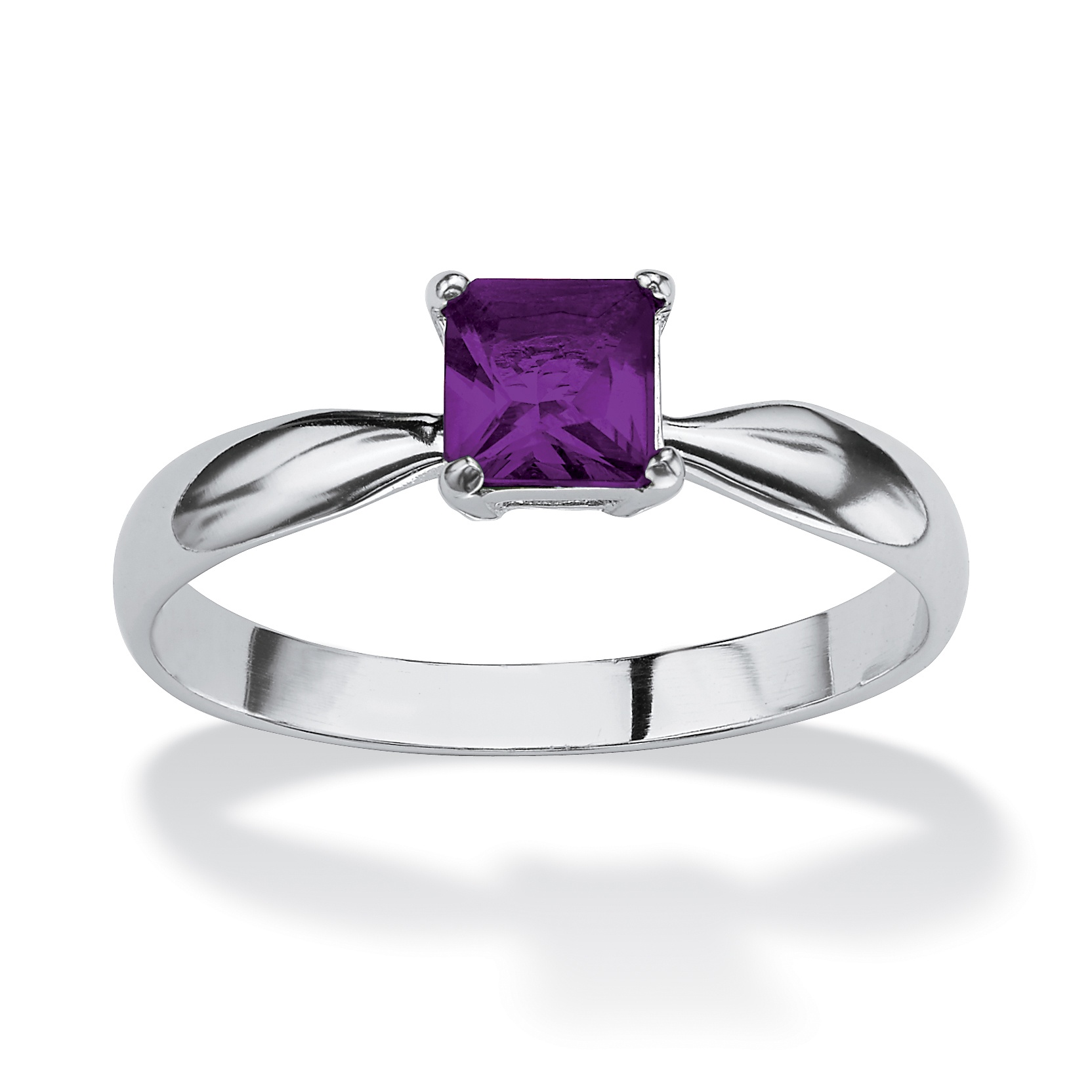 Sterling Silver Princess-Cut Birthstone Ring