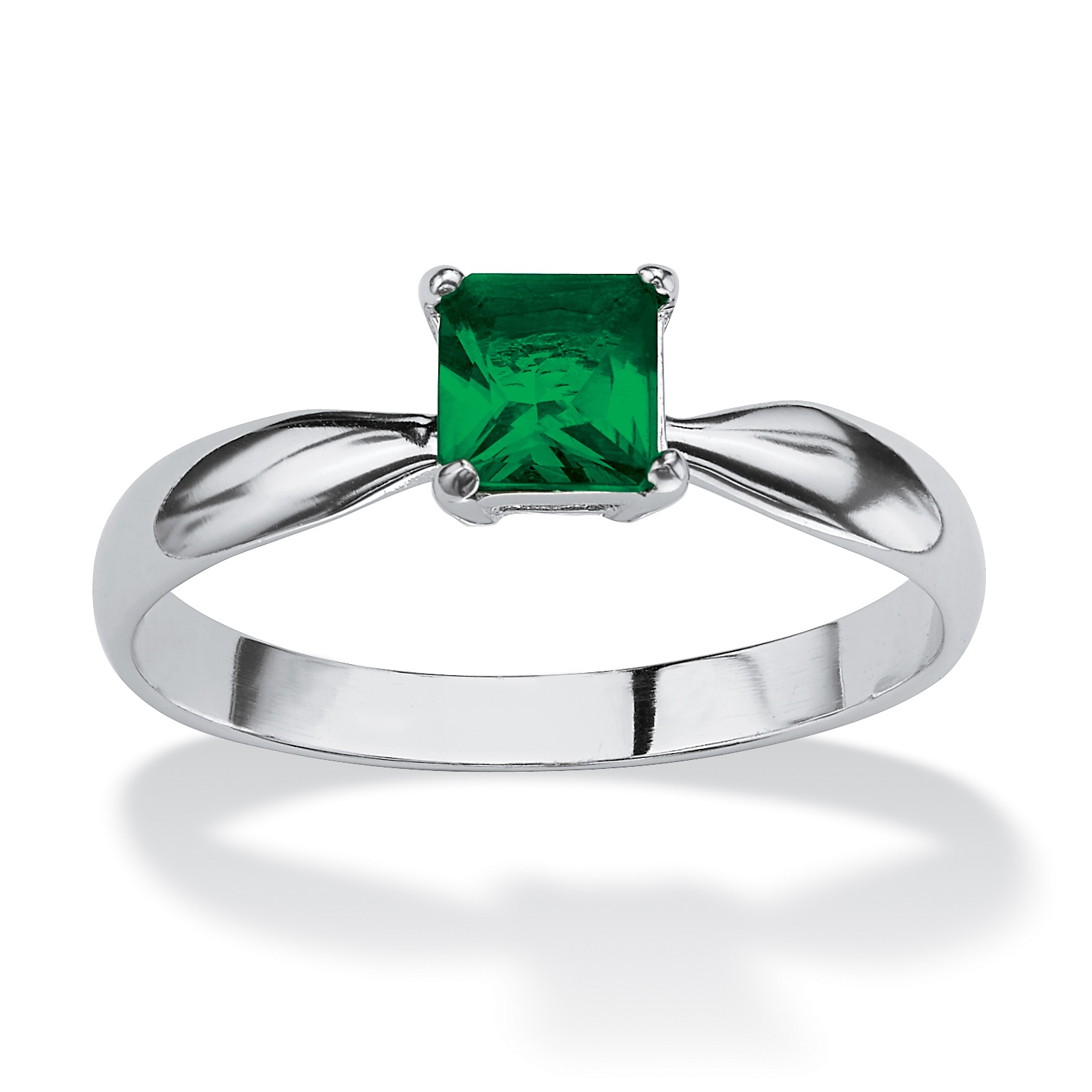 Sterling Silver Princess-Cut Birthstone Ring