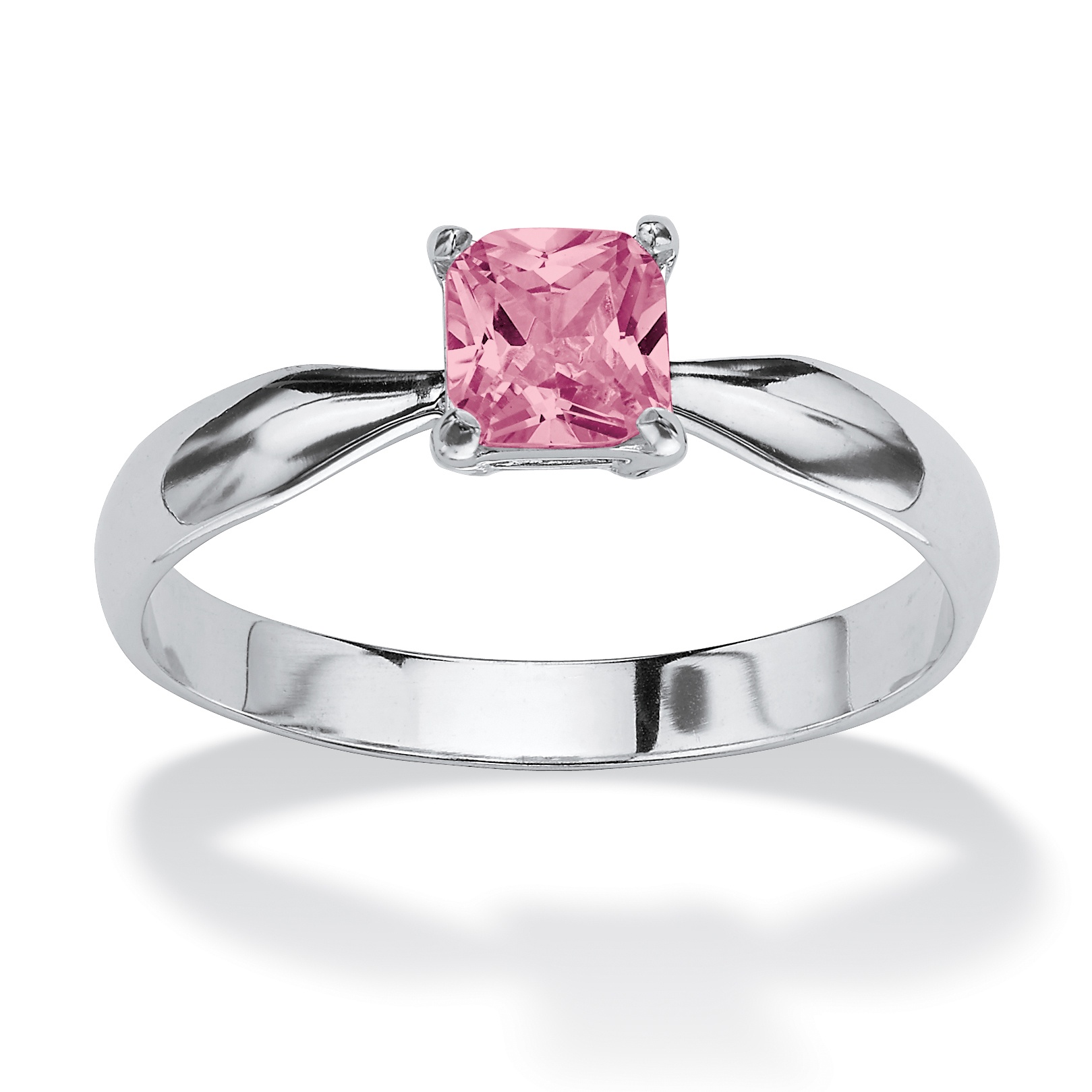 Sterling Silver Princess-Cut Birthstone Ring