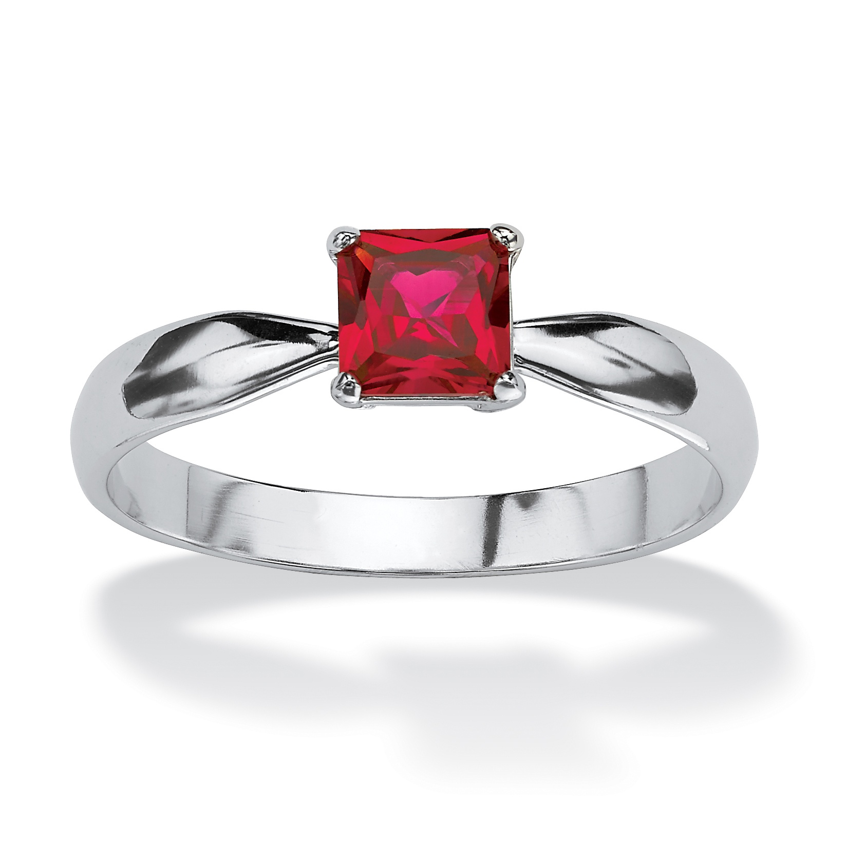 Sterling Silver Princess-Cut Birthstone Ring