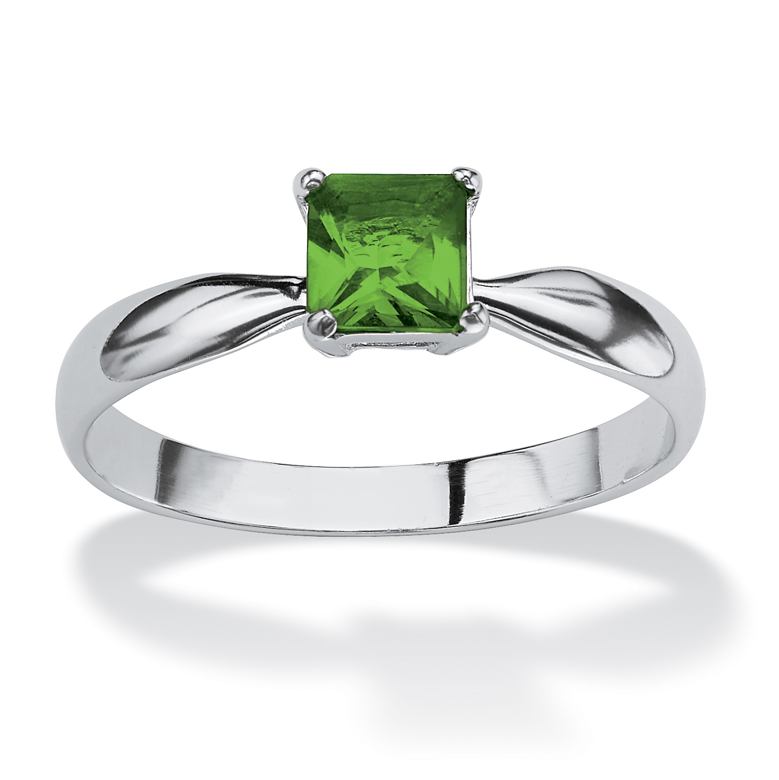 Sterling Silver Princess-Cut Birthstone Ring