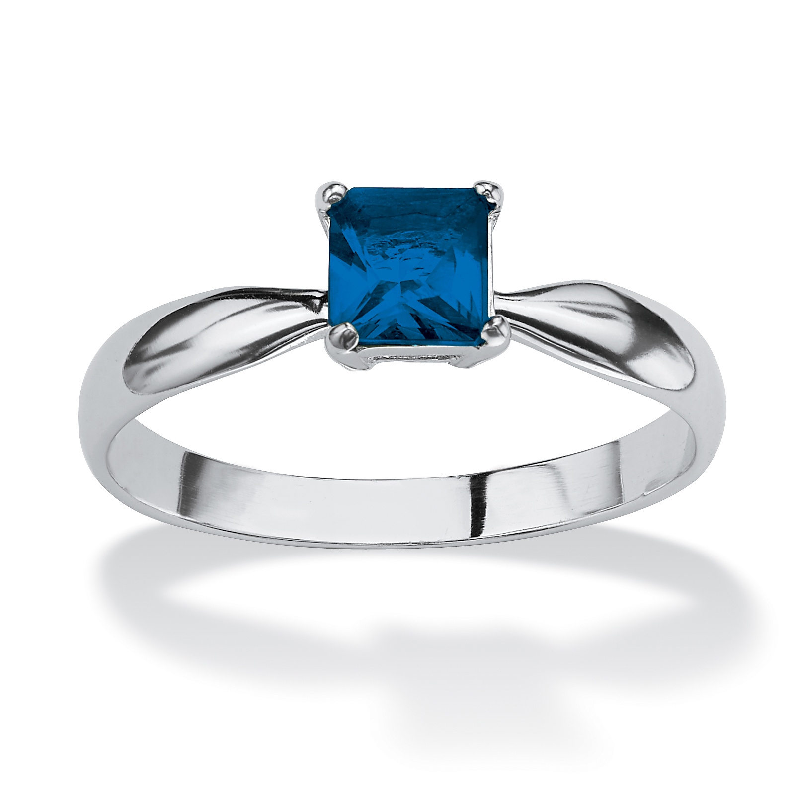 Sterling Silver Princess-Cut Birthstone Ring