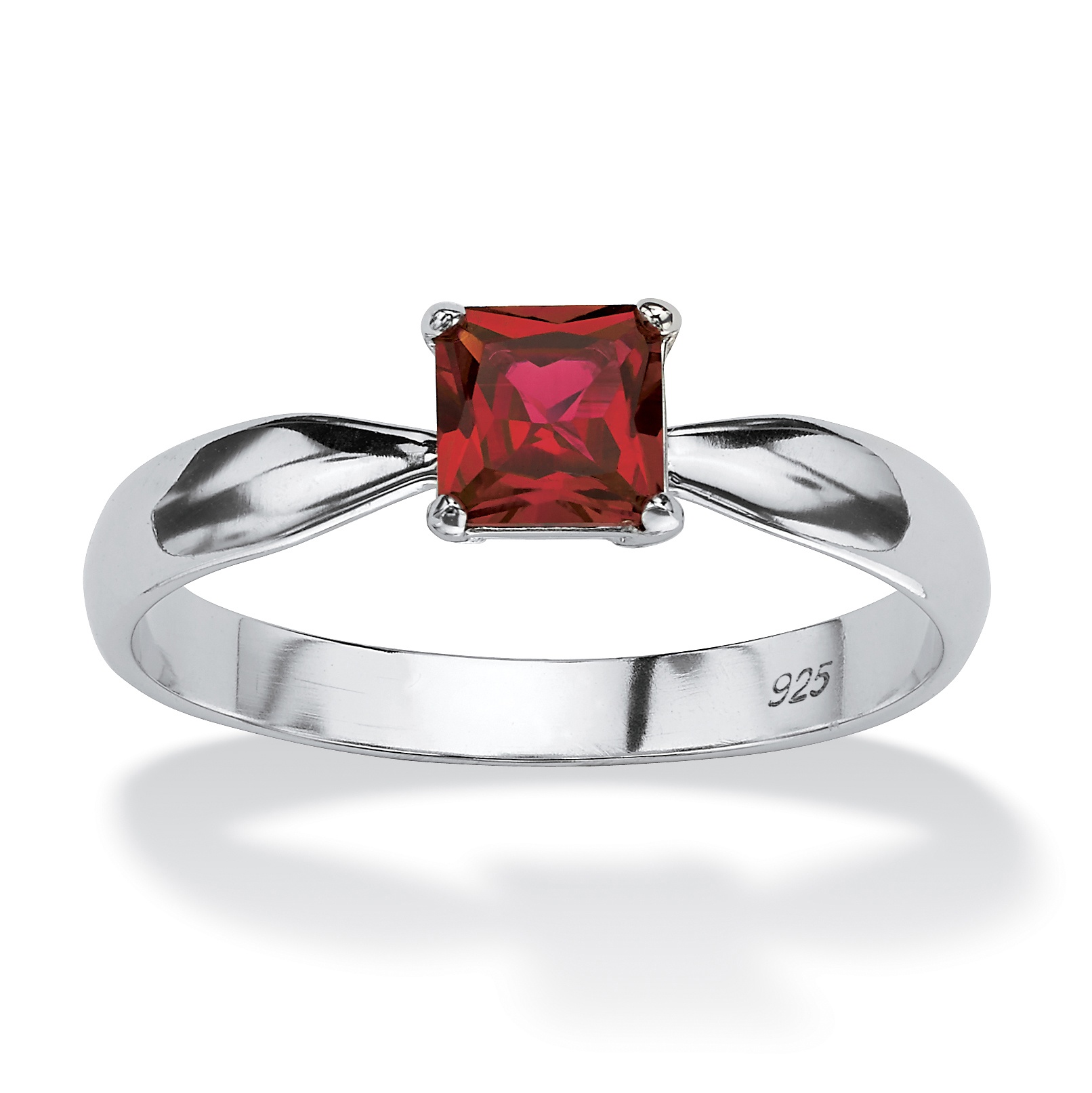 Sterling Silver Princess-Cut Birthstone Ring