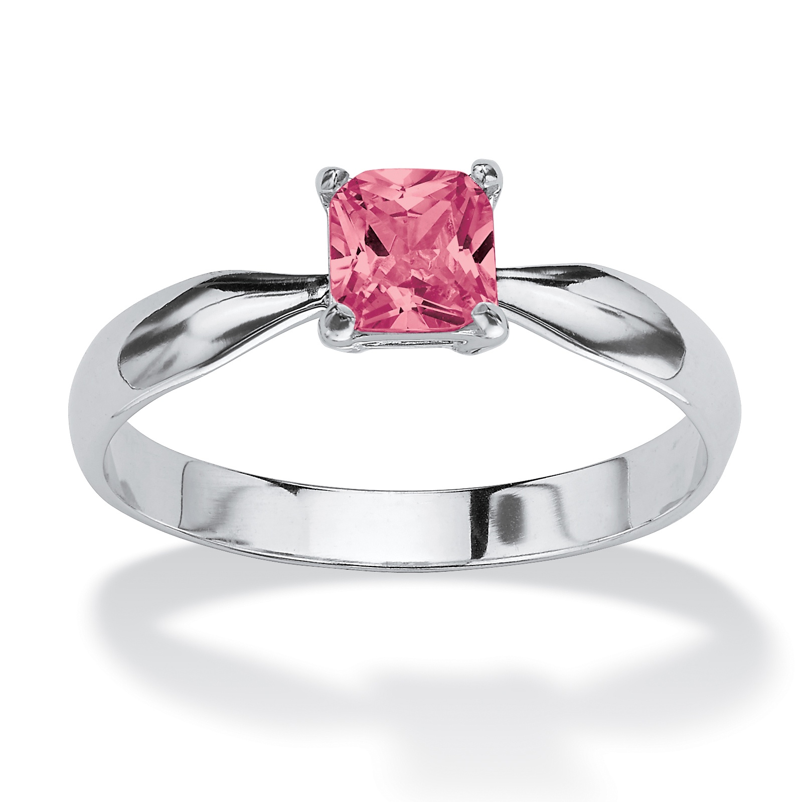 Sterling Silver Princess-Cut Birthstone Ring