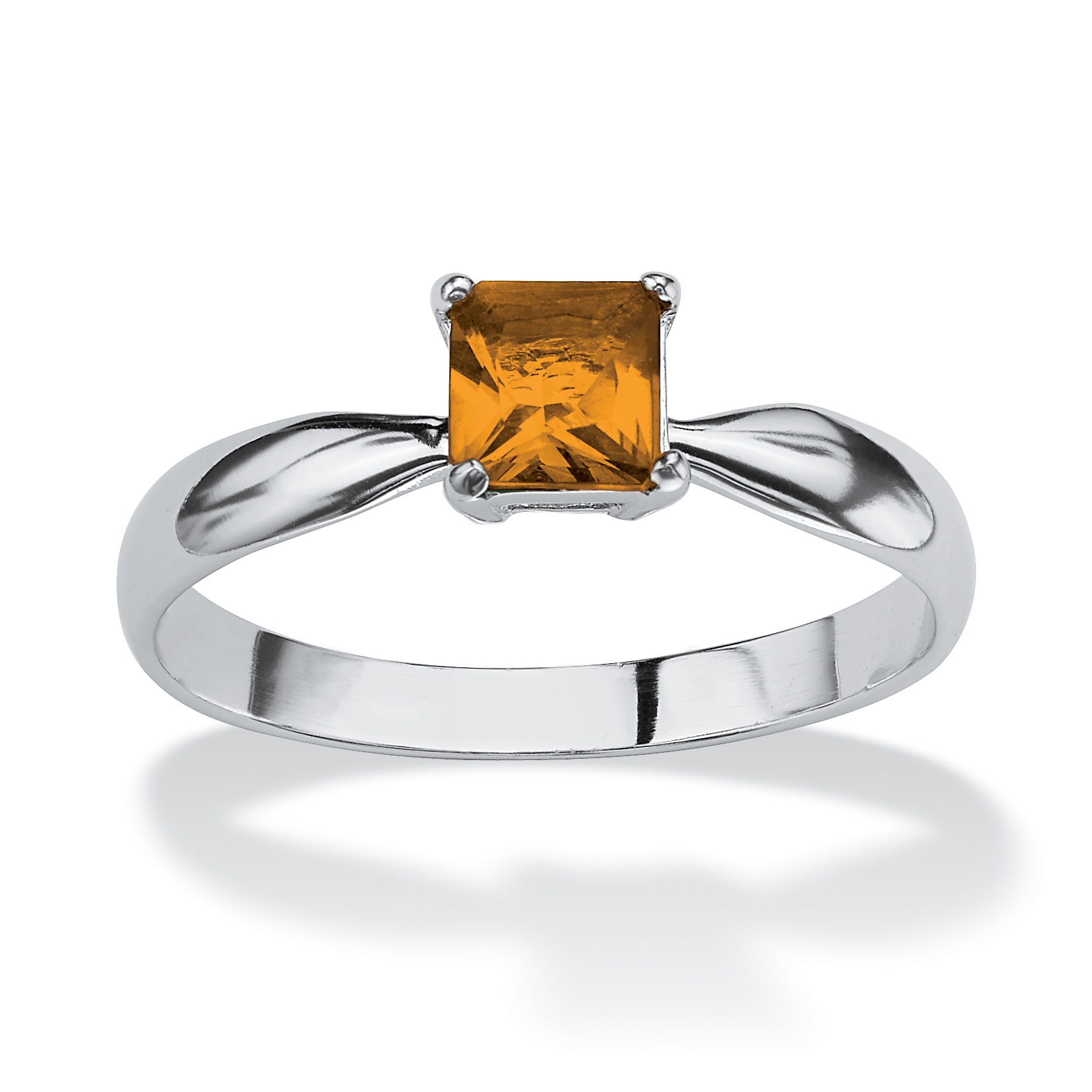 Sterling Silver Princess-Cut Birthstone Ring