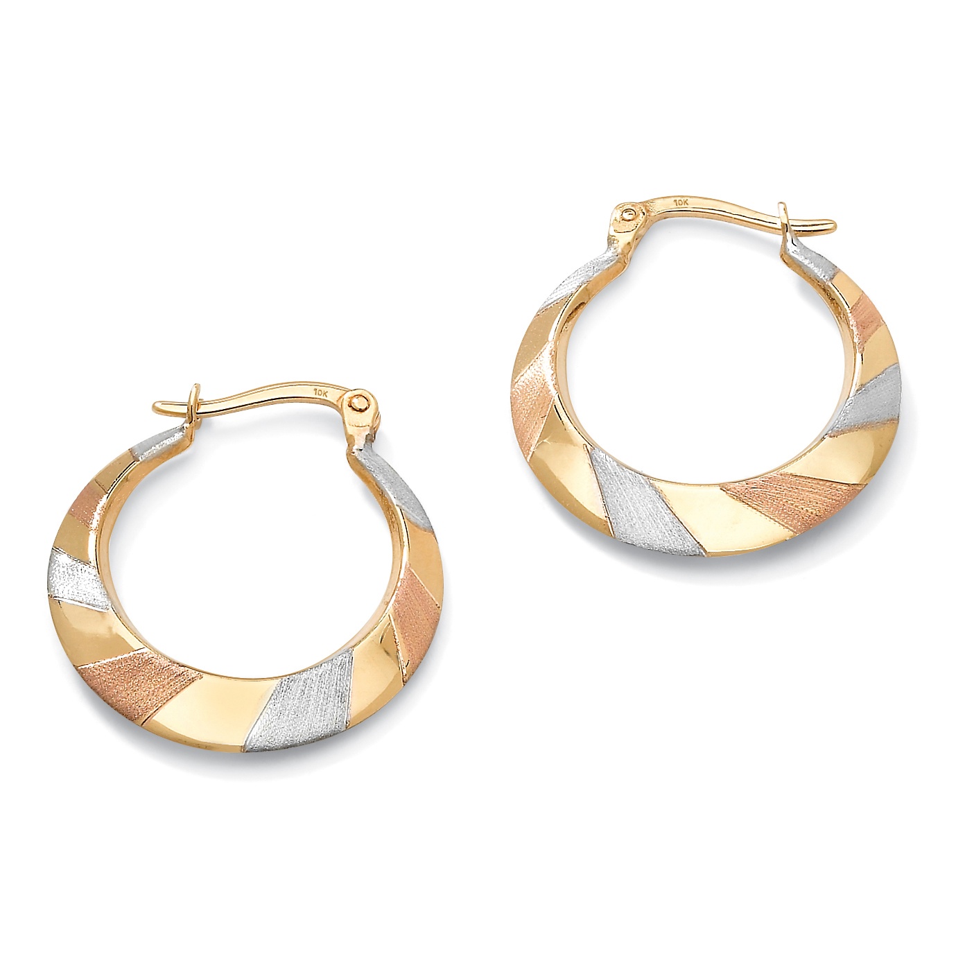 Tritone 10k Gold Hoop Pierced Earrings