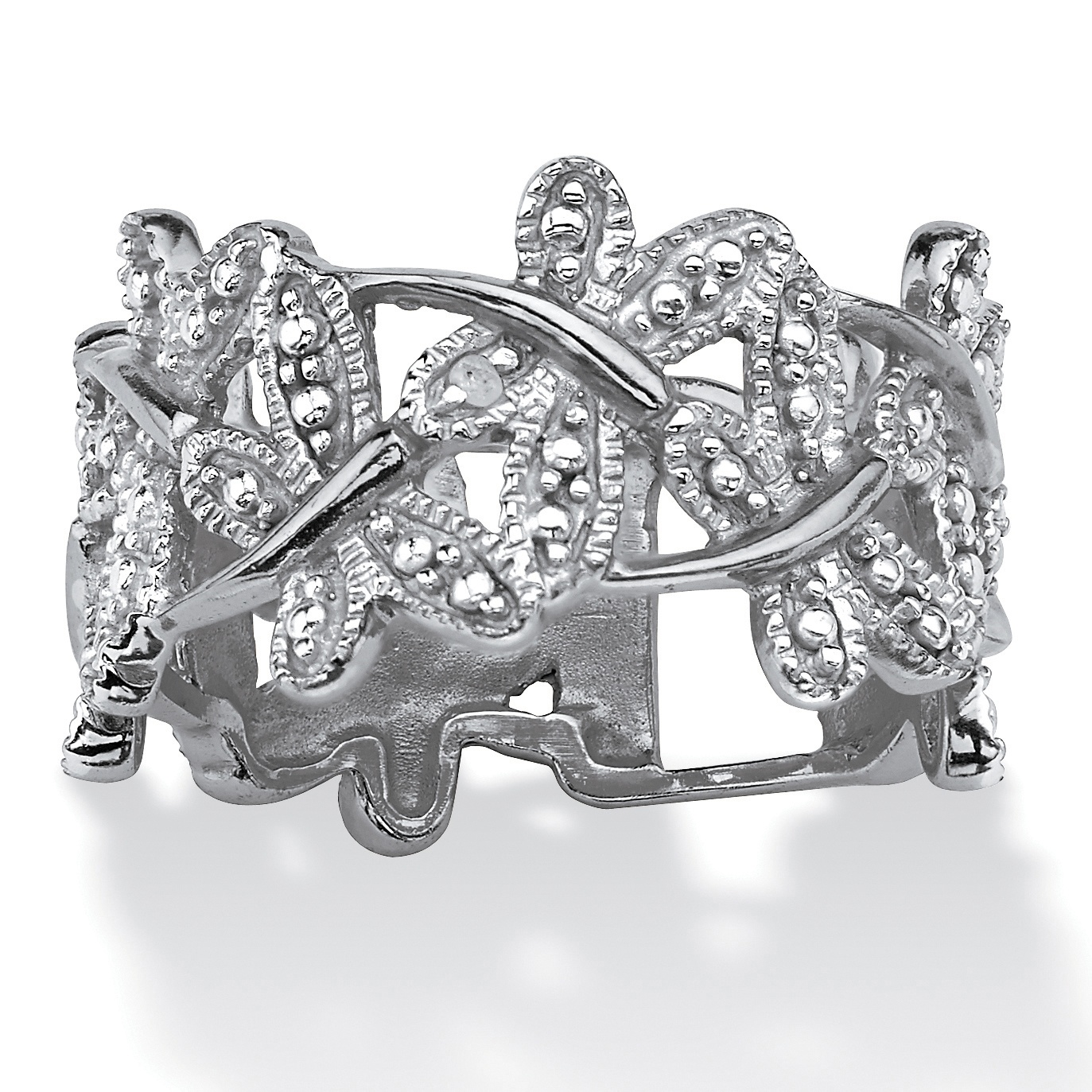 Platinum-Plated Diamond Accent Butterfly Band Ring