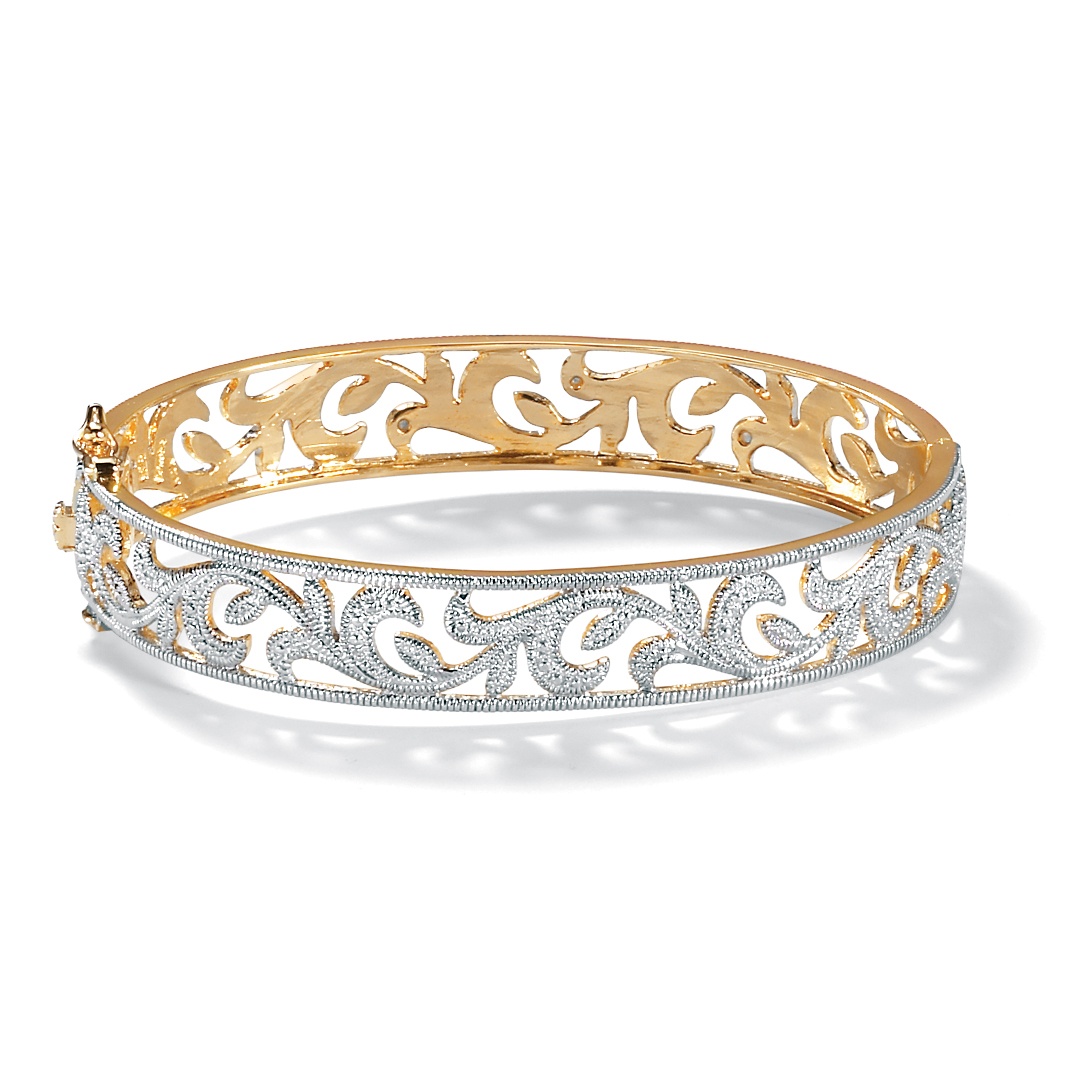 Tutone Metal Diamond Accent Vine Bangle Bracelet