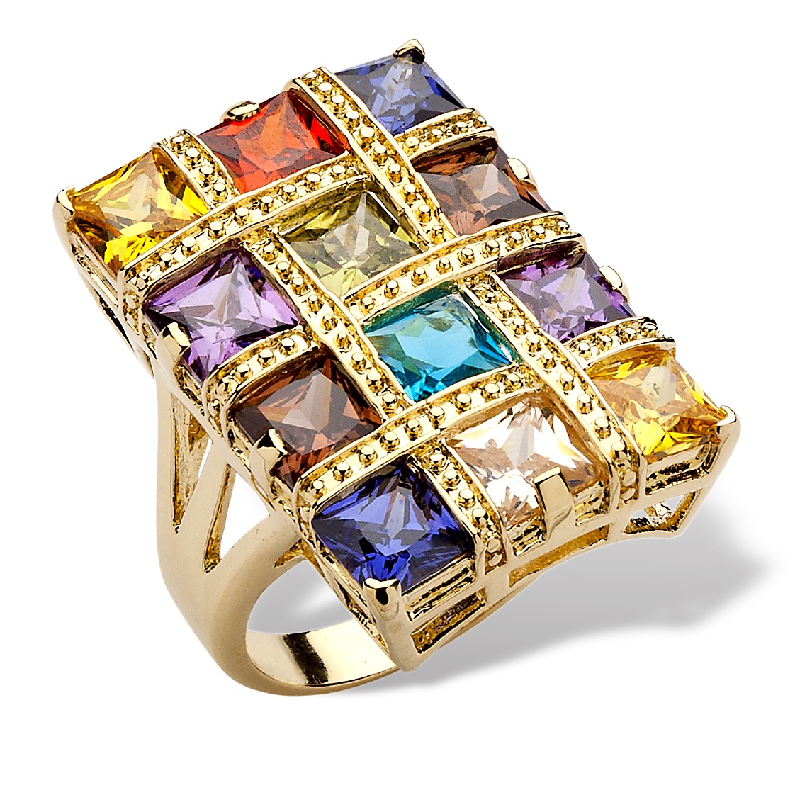 14k Gold-Plated Multi-Colored DiamonUltra&trade; Cubic Zirconia Ring