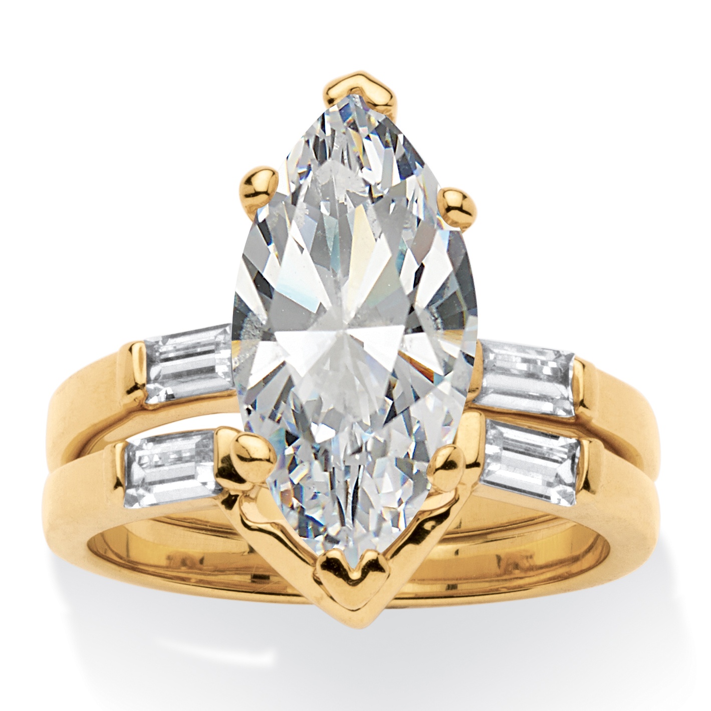 4.40 CT TW Marquise-Cut and Baguette DiamonUltra&trade; Cubic Zirconia ...