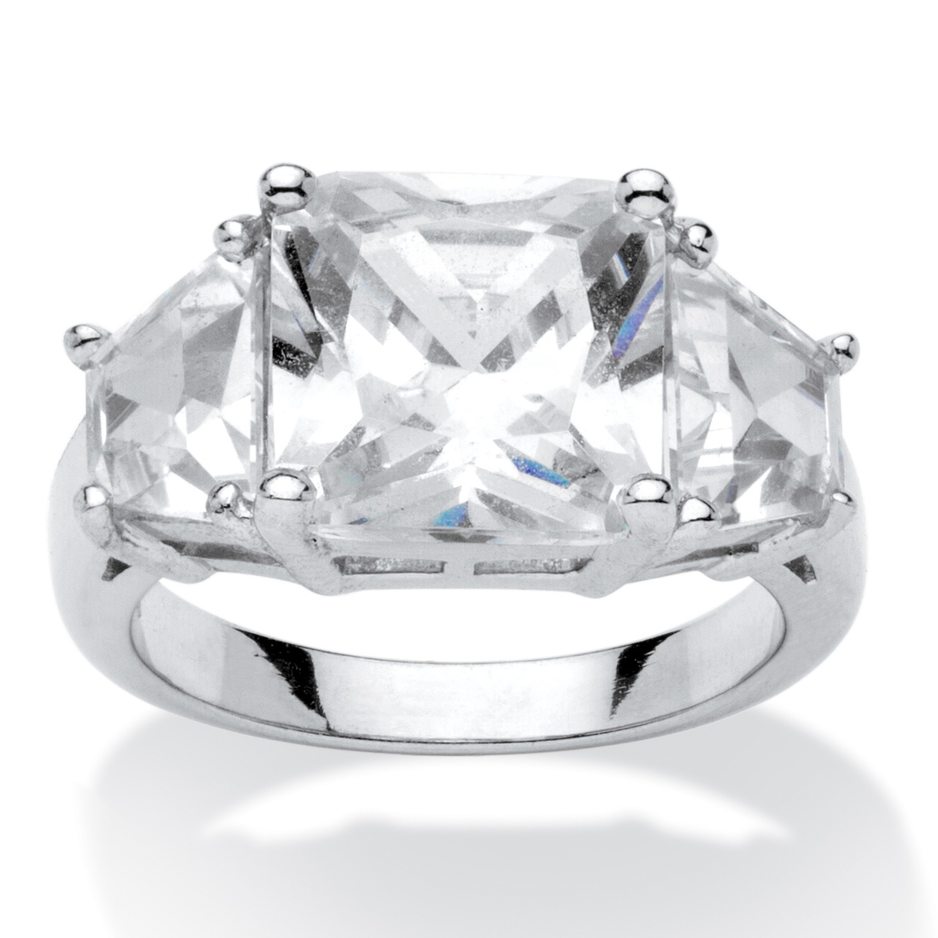 6.30 CT TW Princess-Cut and Baguette DiamonUltra&trade; Cubic Zirconia Ring ...