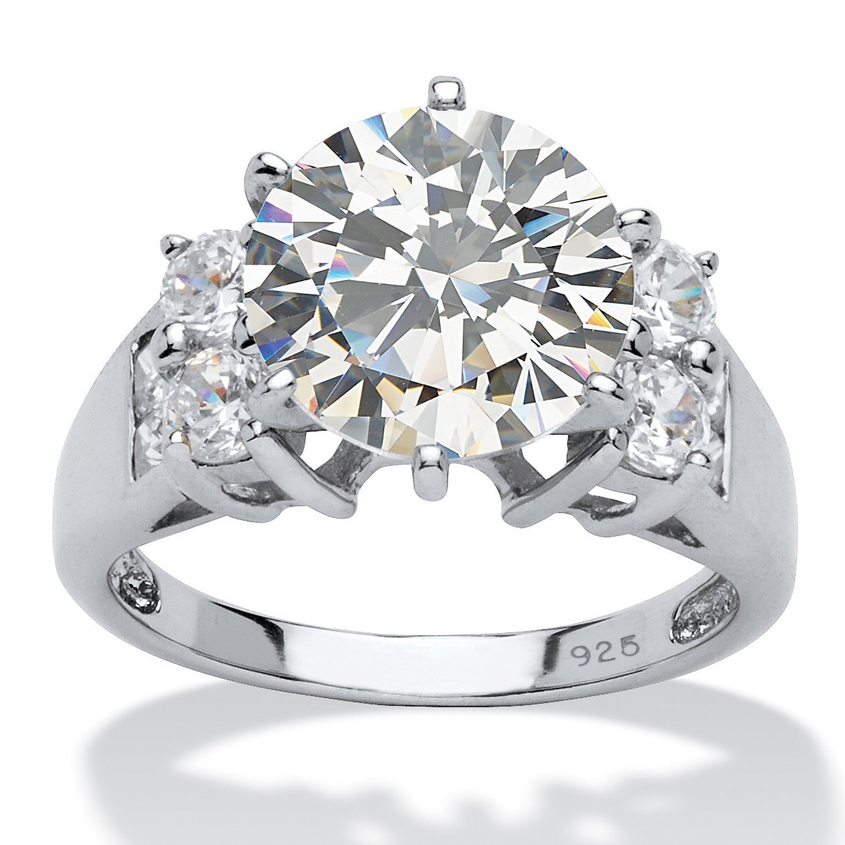Platinum over Sterling Silver Round DiamonUltra&trade; Cubic Zirconia Ring