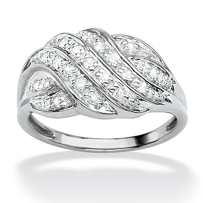 1/4 CT TW Diamond Wave Ring in Platinum over Sterling Silver