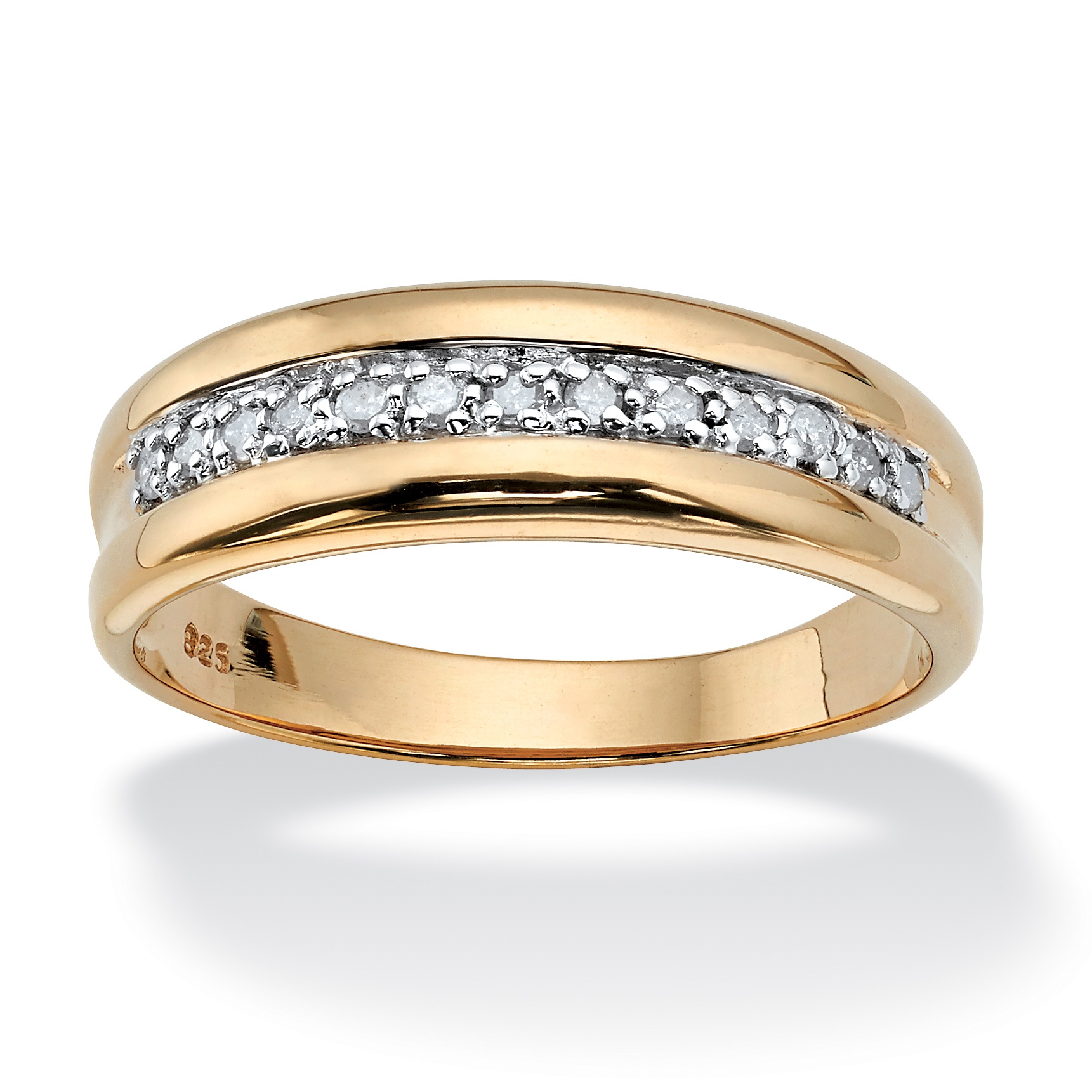 Men's 18k Gold over Sterling Silver Diamond Wedding Band Ring