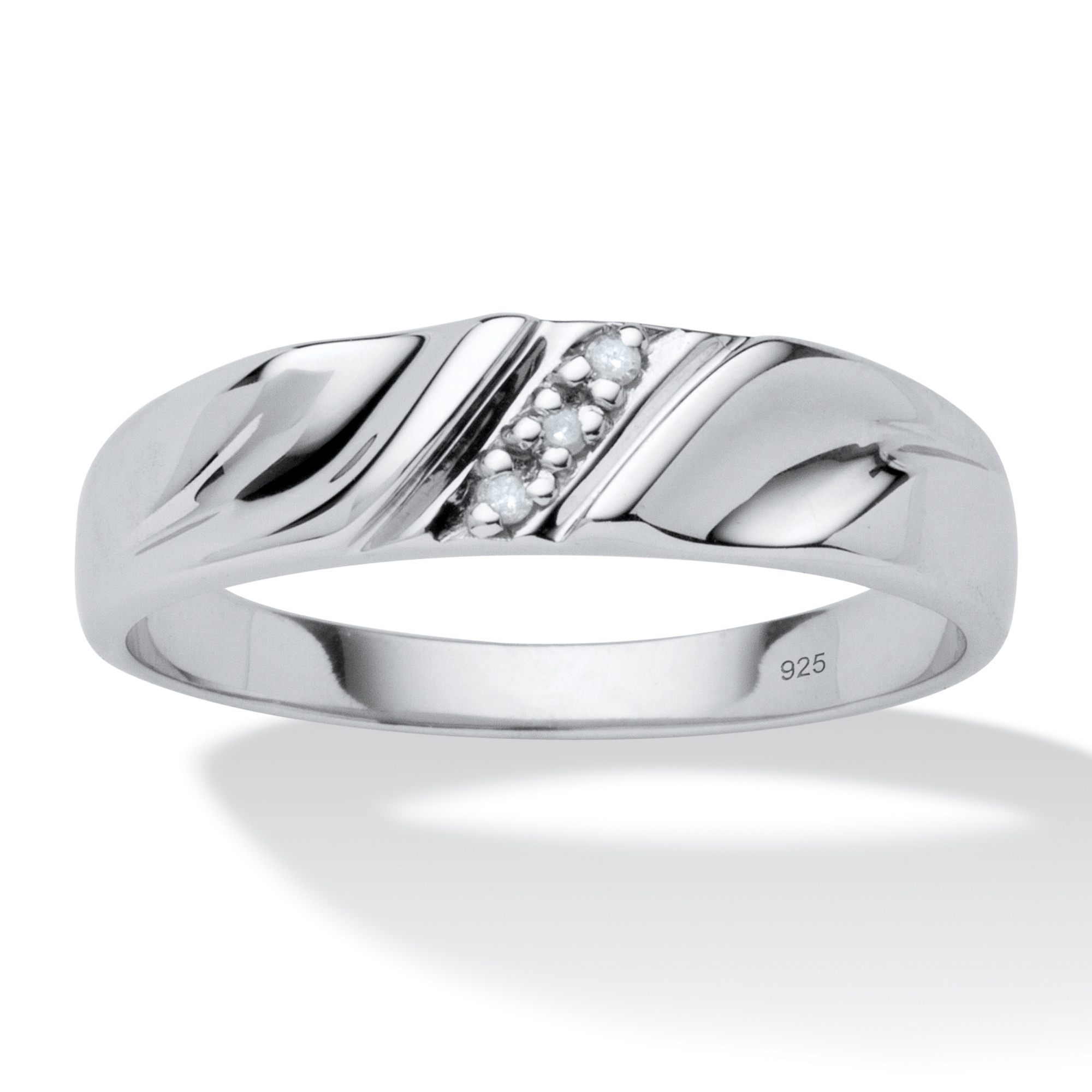 Men's Diamond Accent Wedding Band in Platinum over Sterling Silver