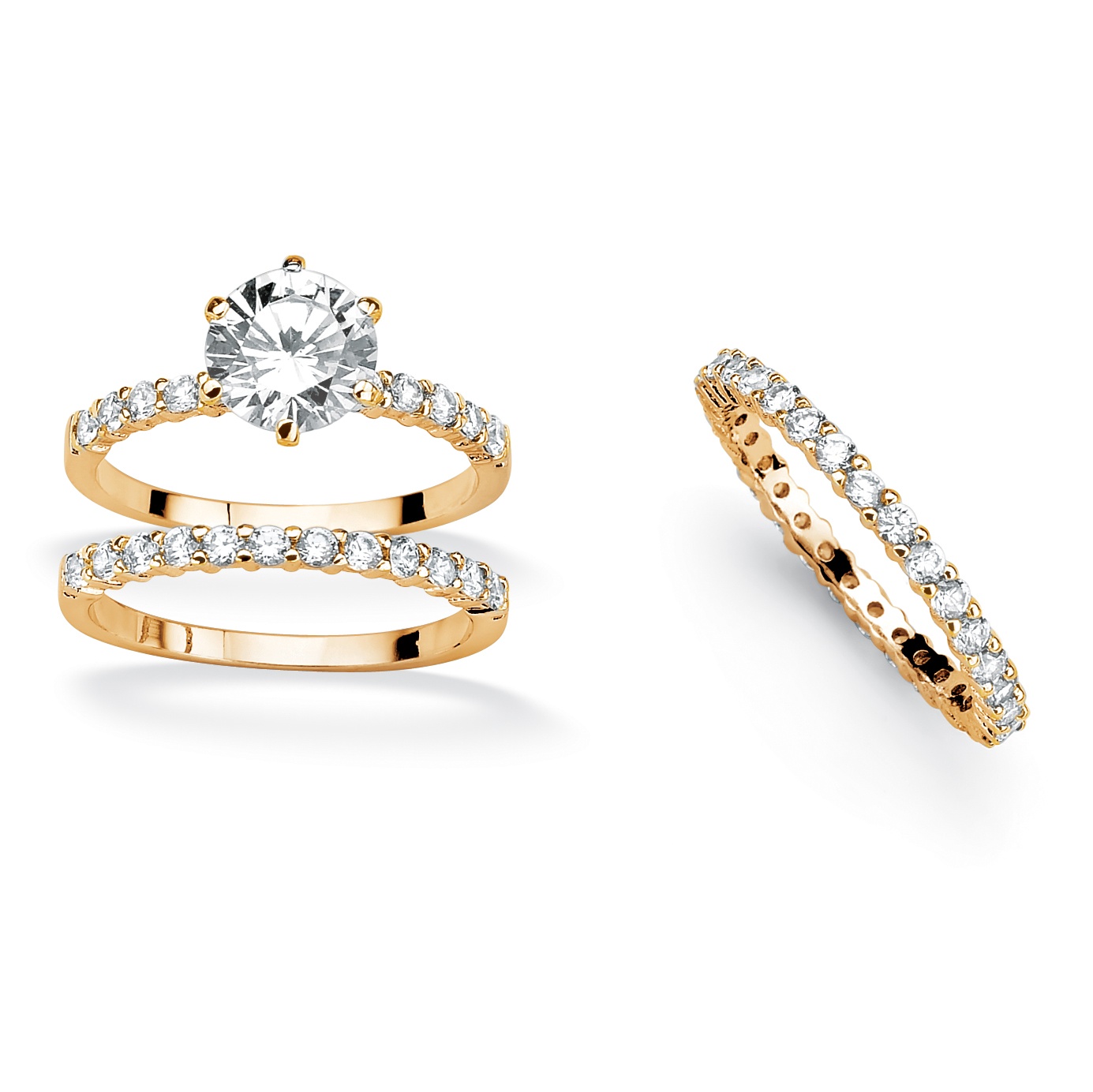 14k Gold-Plated DiamonUltra&trade; Cubic Zirconia Ring Set with BONUS ...