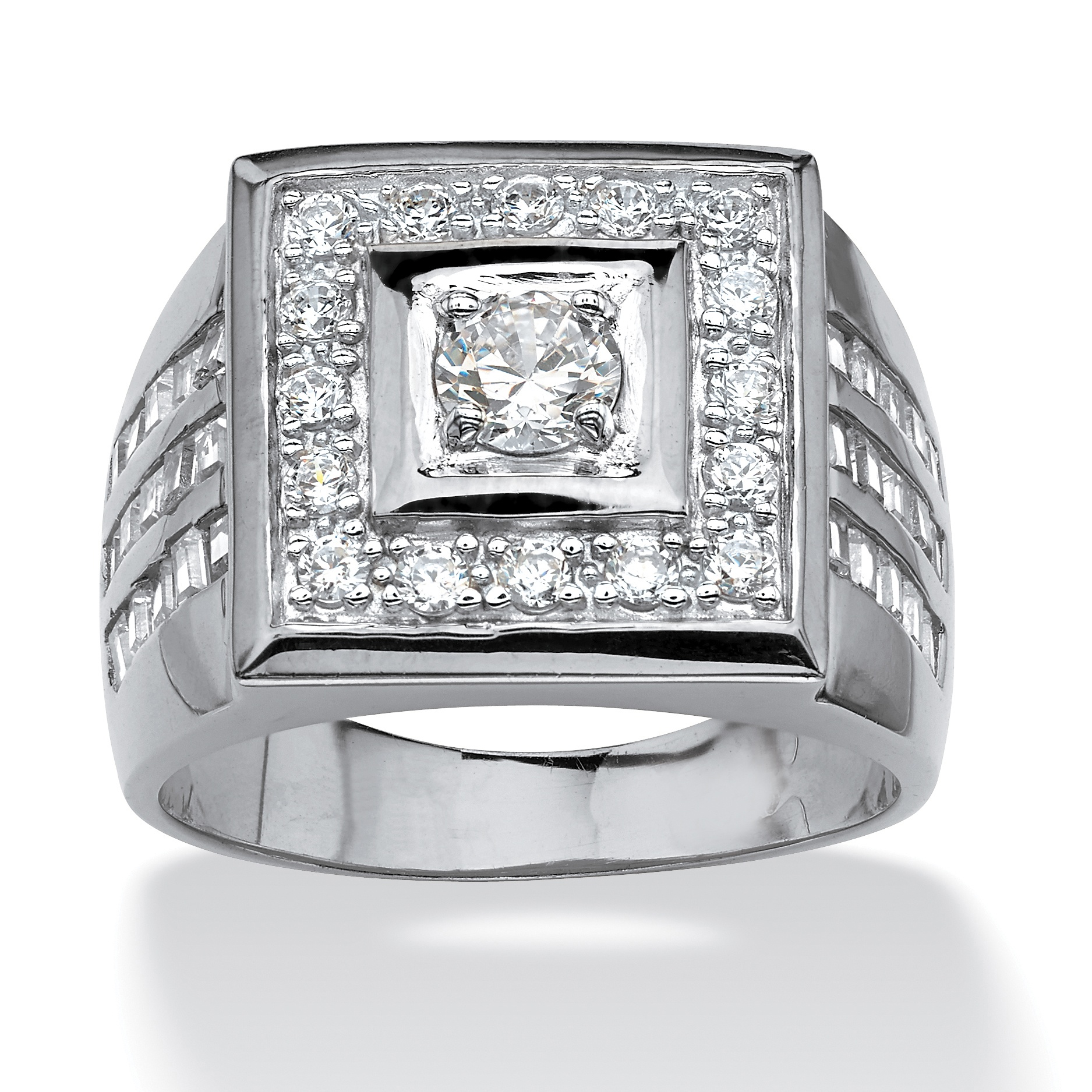 3.08 CT TW DiamonUltra&trade; Cubic Zirconia Ring in Platinum-Plated