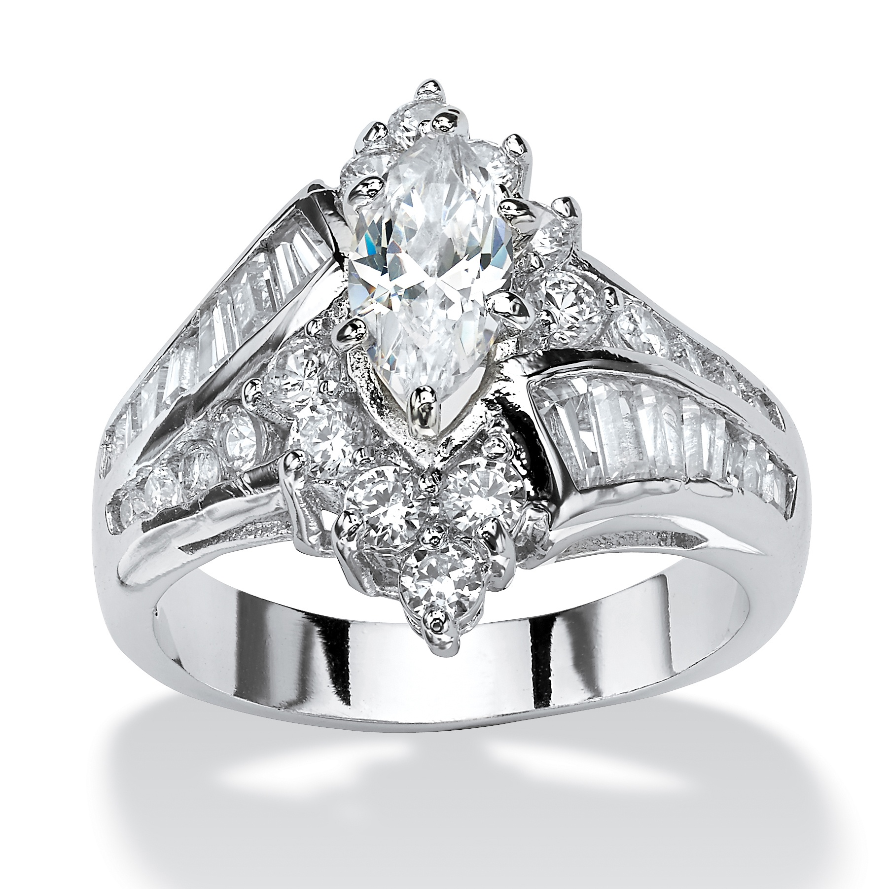 4.27 CT TW DiamonUltra&trade; Cubic Zirconia Ring in Platinum-Plated