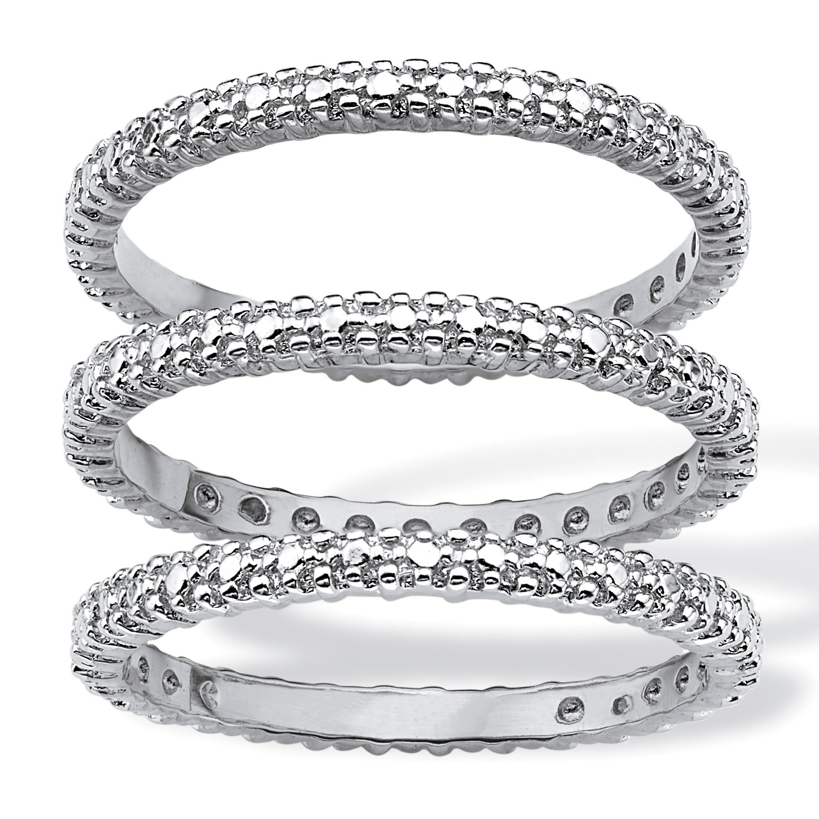 Diamond Accent Three-Piece Eternity Band Set in Platinum-Plated