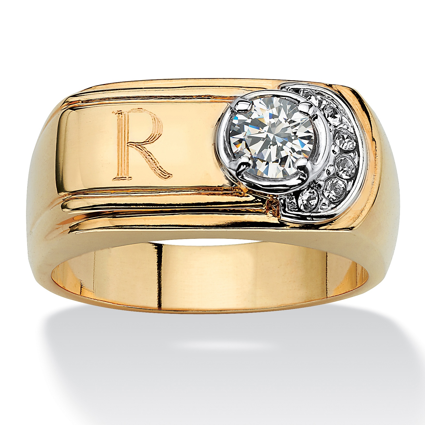 Men's .50 CT DiamonUltra&trade; Cubic Zirconia and Crystal Personalized Ring ...