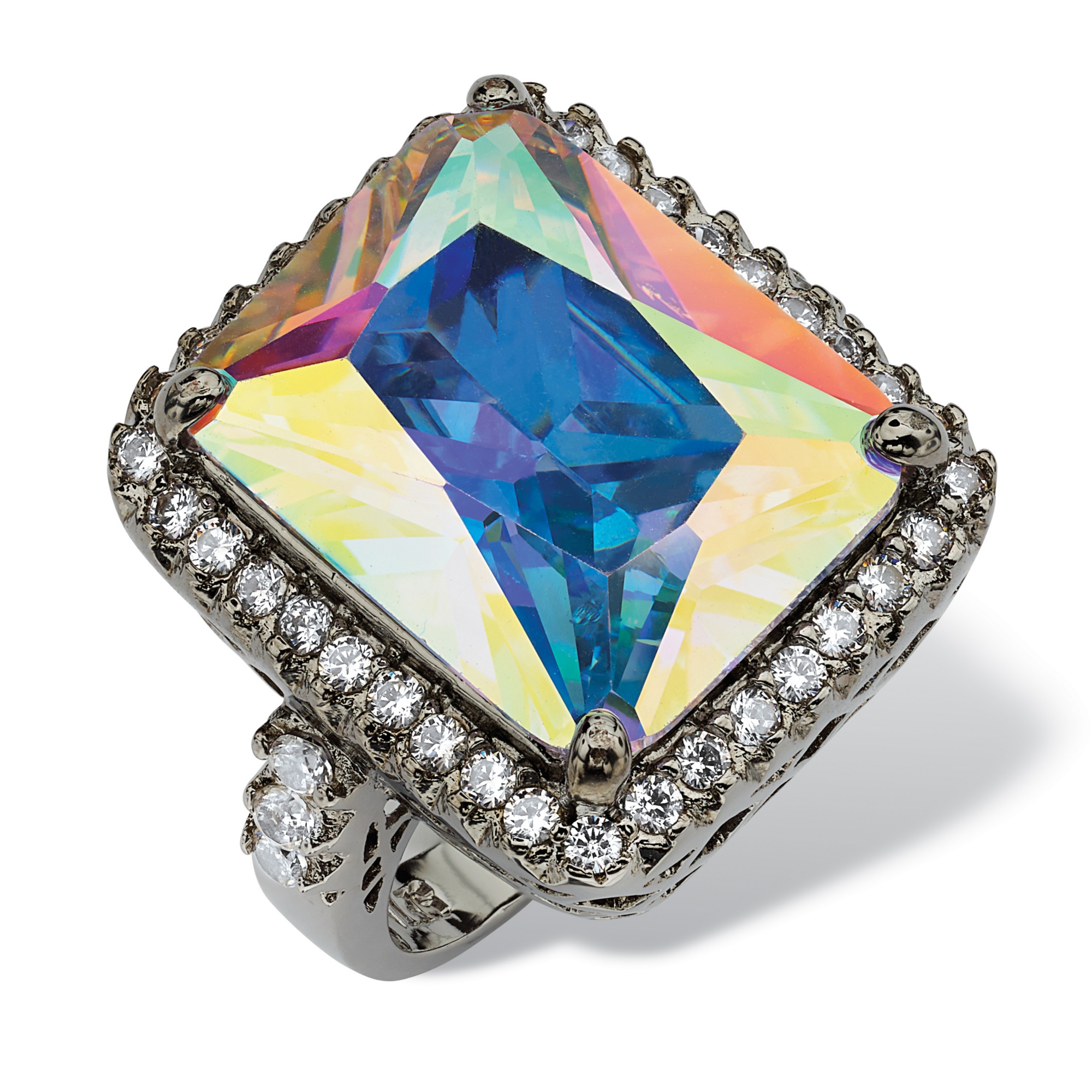28.25 CT TW Aurora Borealis and White DiamonUltra&trade; Cubic Zirconia ...