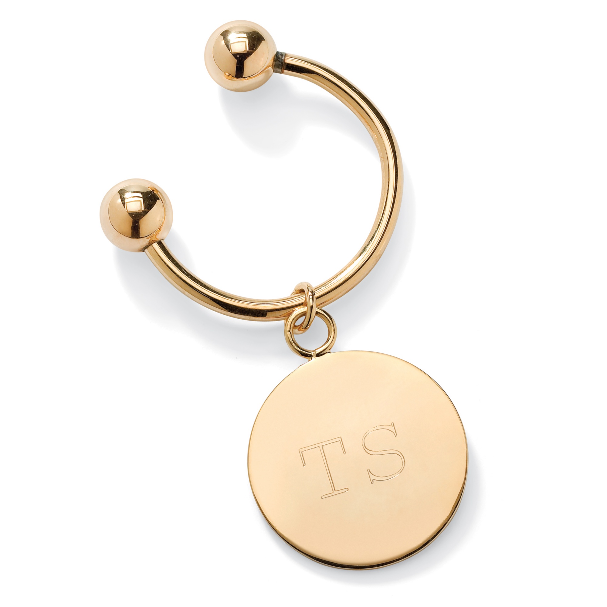 14k Gold-Plated Personalized Disk Key Ring