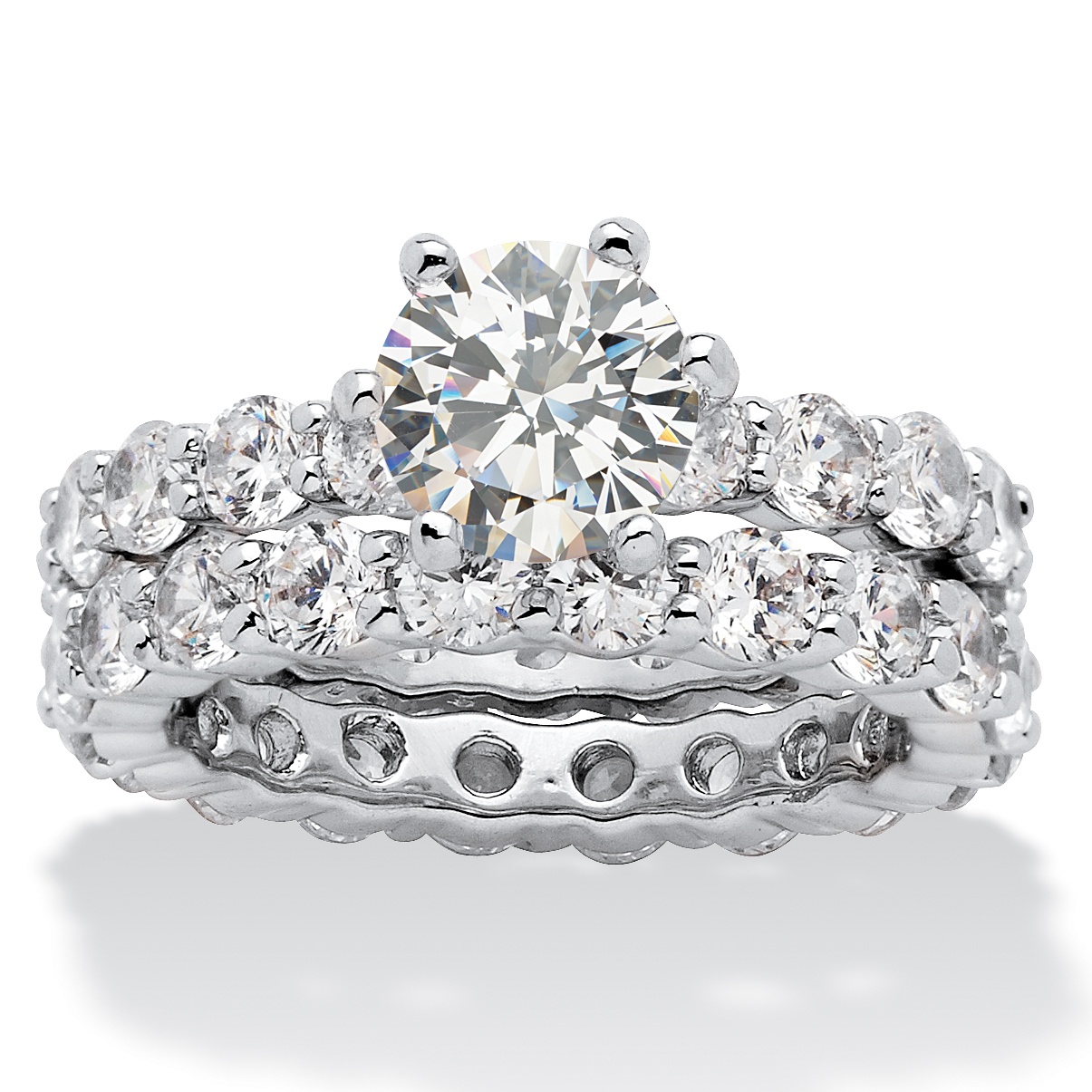 10.44 CT TW Round DiamonUltra&trade; Cubic Zirconia Eternity Wedding Band ...