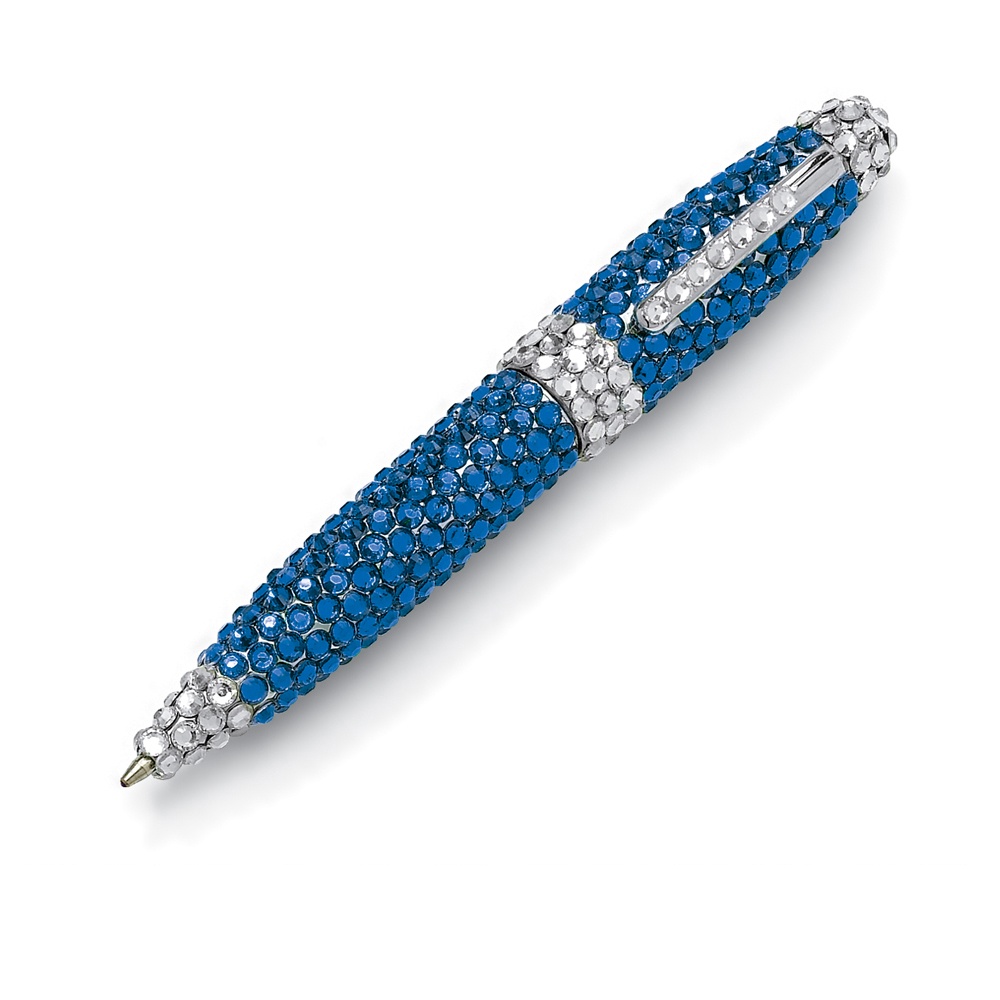 Silvertone Metal Birthstone and Clear Rhinestone Pen