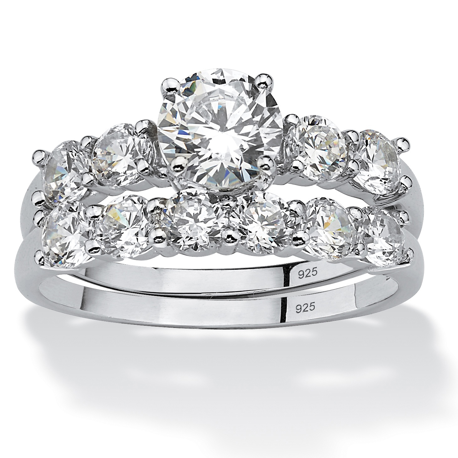 4.60 CT TW Two-Piece DiamonUltra&trade; Cubic Zirconia Wedding Set in ...