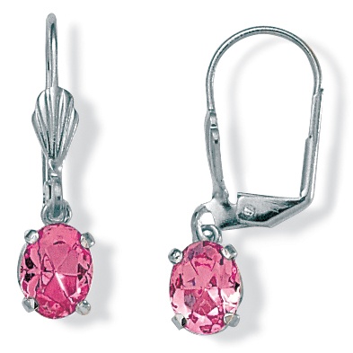 Silvertone Pink Crystal Pierced Earrings