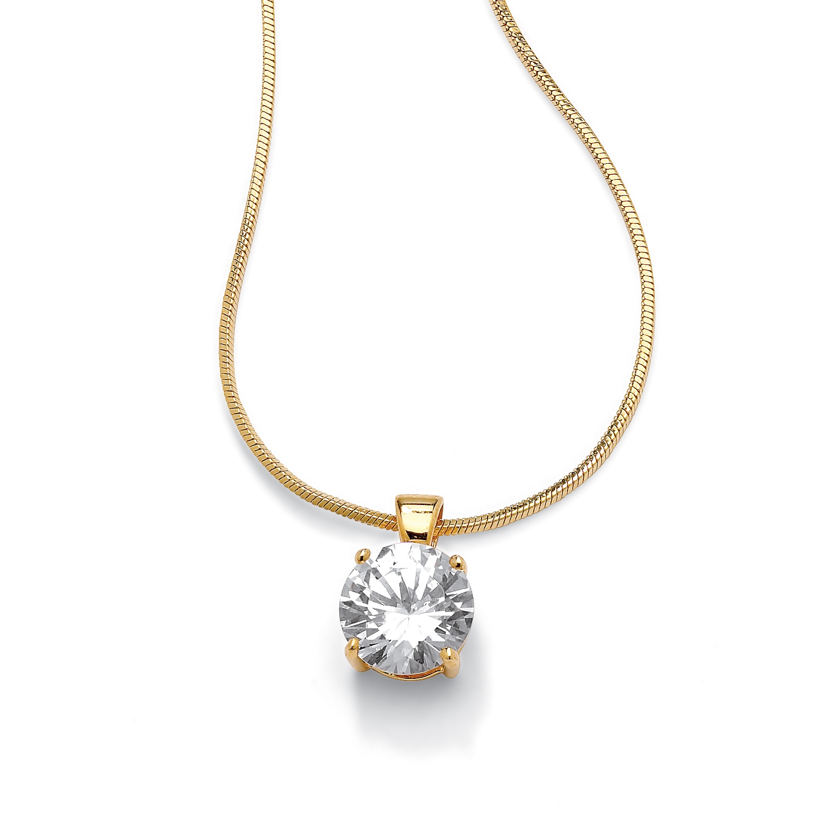 4 CT DiamonUltra&trade; Cubic Zirconia Solitaire Pendant with Chain in 14k ...