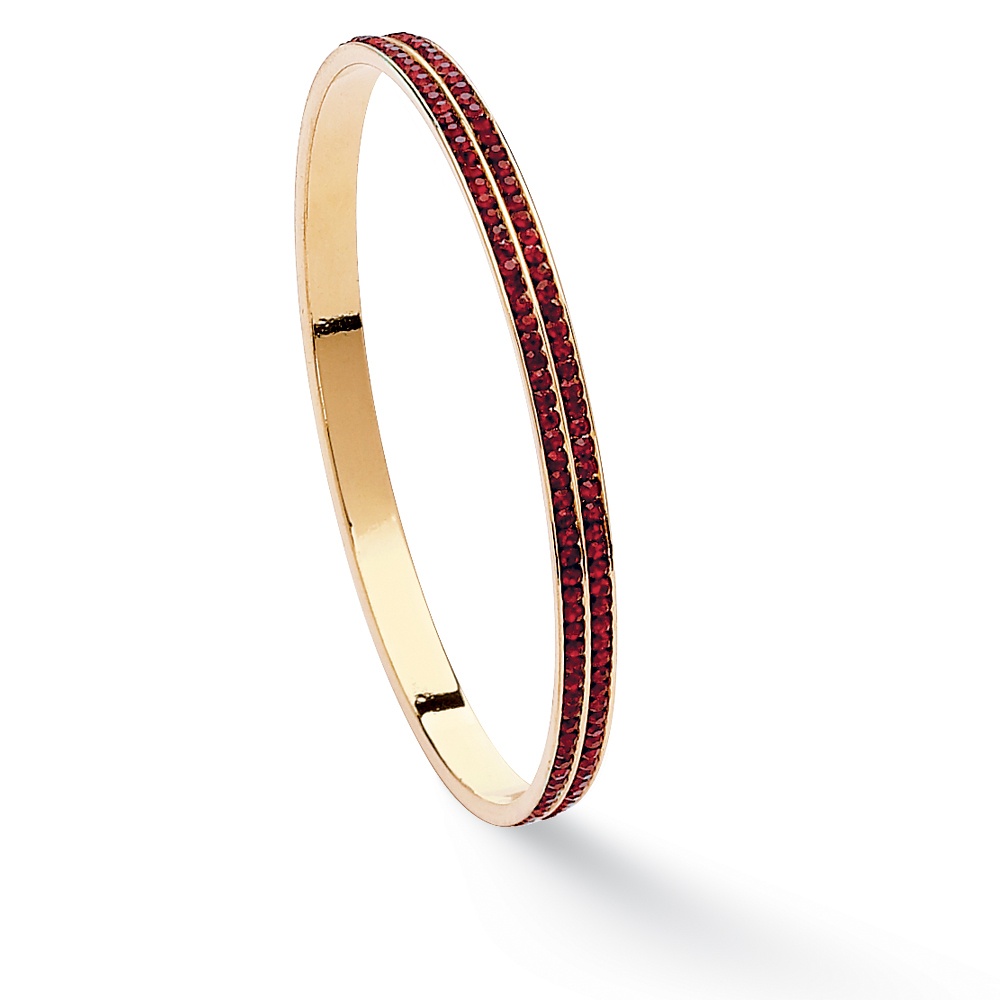 14k Gold-Plated Double-Row Birthstone Eternity Bangle Bracelet