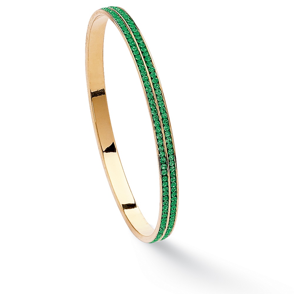 14k Gold-Plated Double-Row Birthstone Eternity Bangle Bracelet