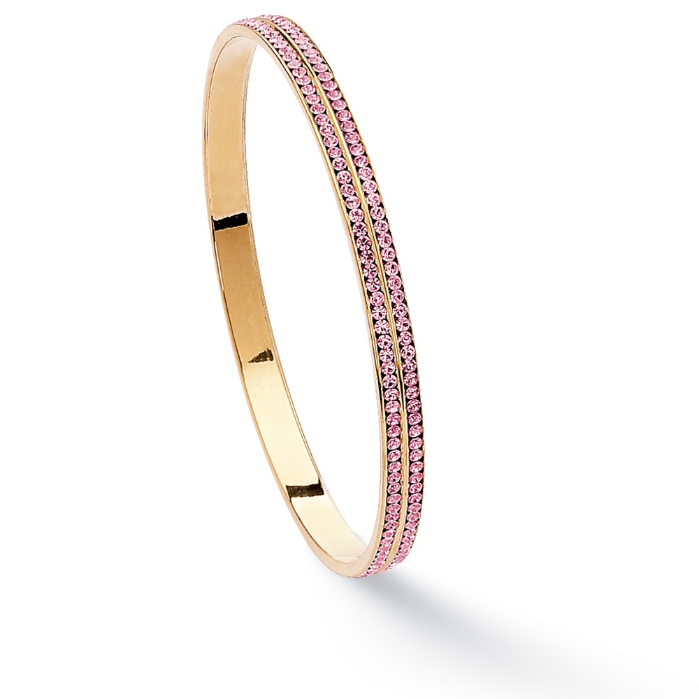 14k Gold-Plated Double-Row Birthstone Eternity Bangle Bracelet