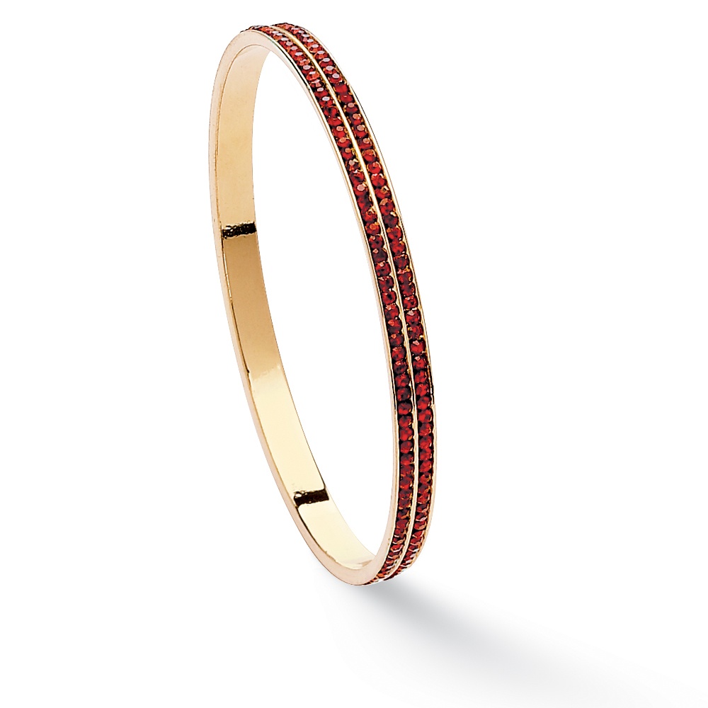14k Gold-Plated Double-Row Birthstone Eternity Bangle Bracelet