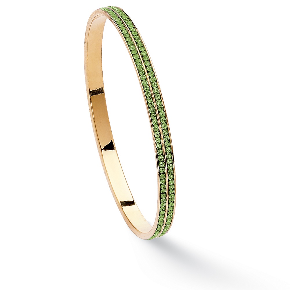 14k Gold-Plated Double-Row Birthstone Eternity Bangle Bracelet