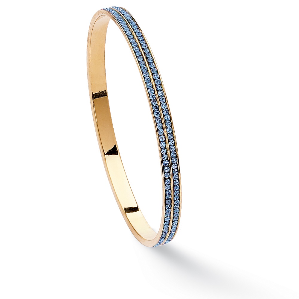 14k Gold-Plated Double-Row Birthstone Eternity Bangle Bracelet