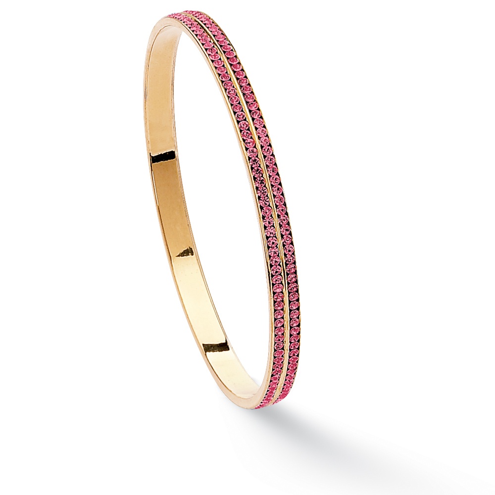 14k Gold-Plated Double-Row Birthstone Eternity Bangle Bracelet