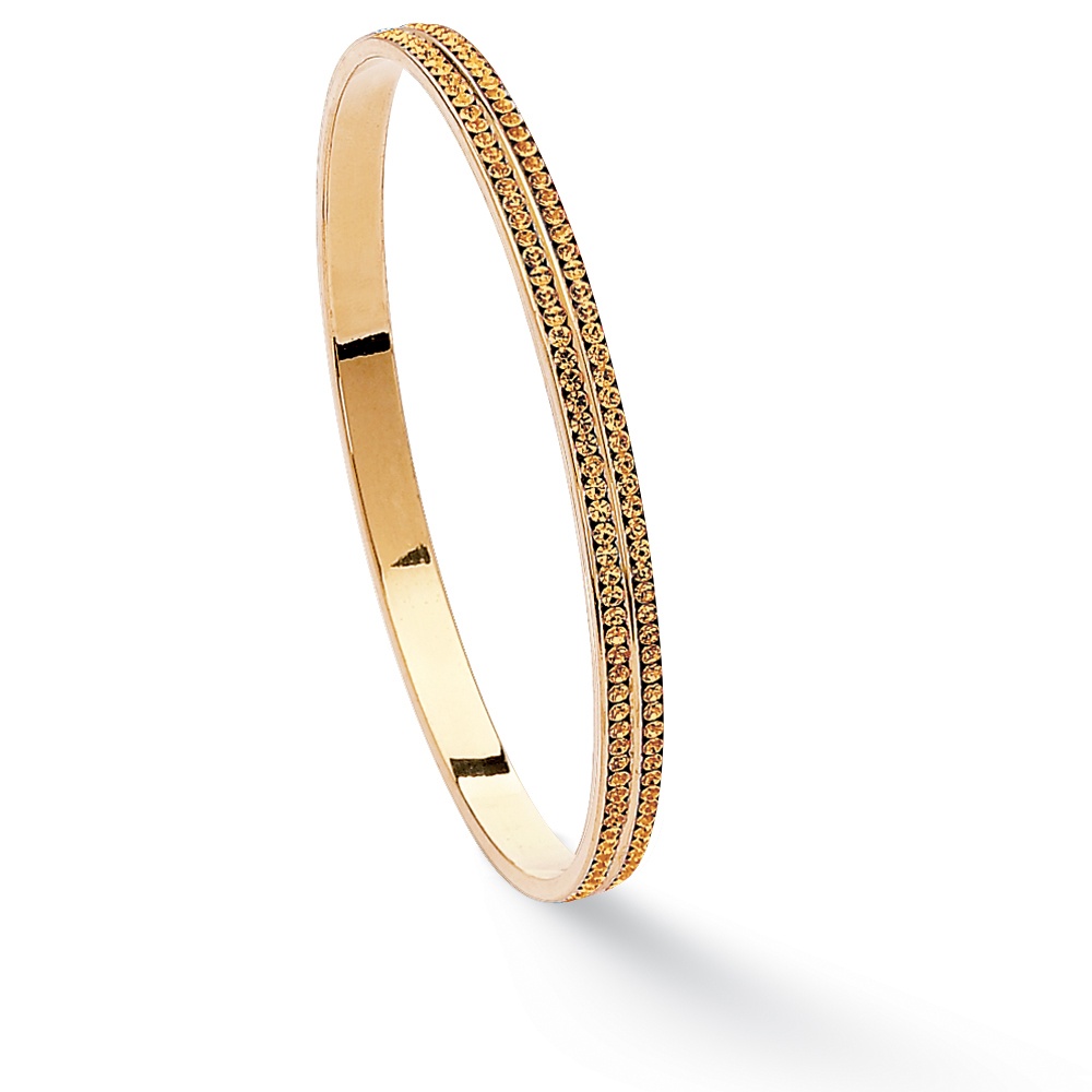 14k Gold-Plated Double-Row Birthstone Eternity Bangle Bracelet